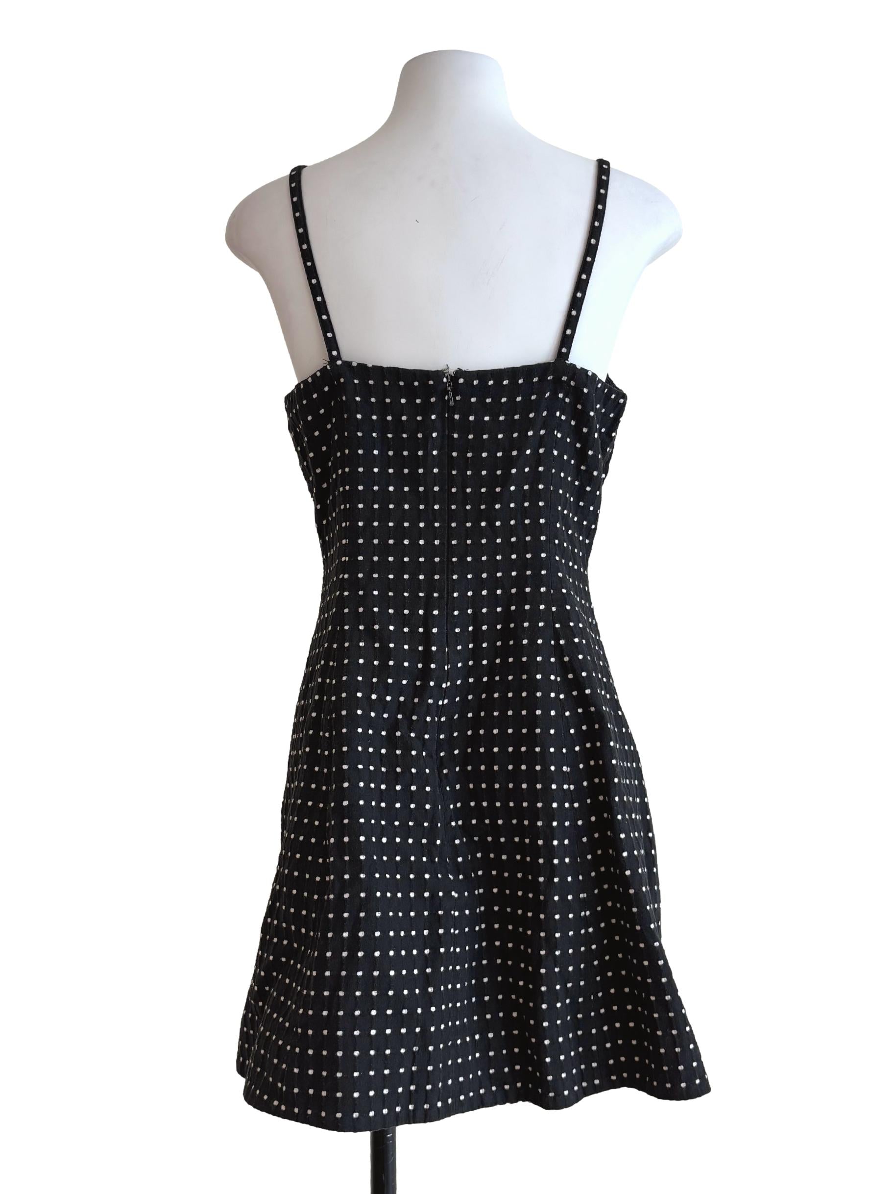 Onyx Black Polka Dot A-Line Dress
