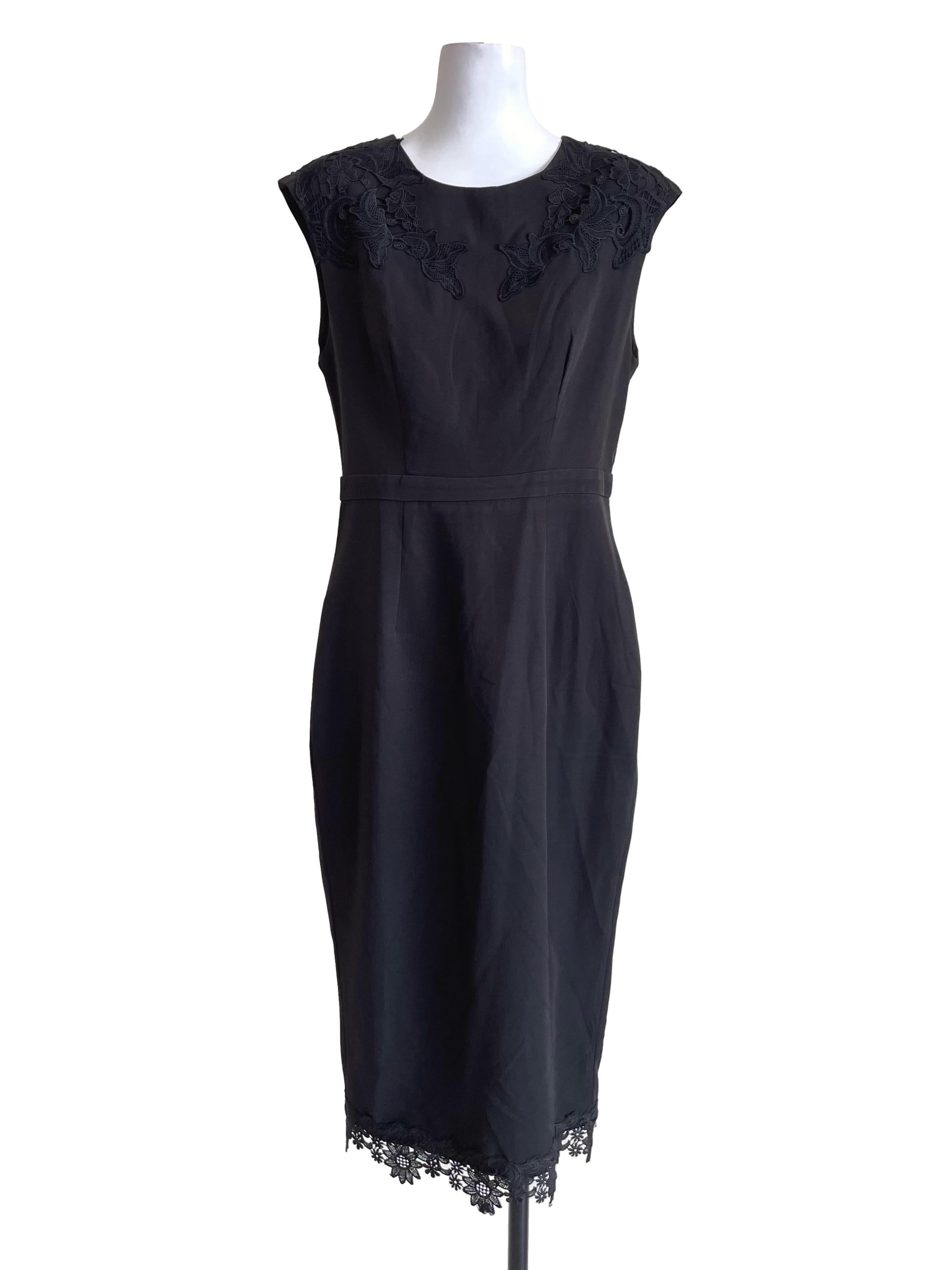 Black Embroidery Sheath Dress