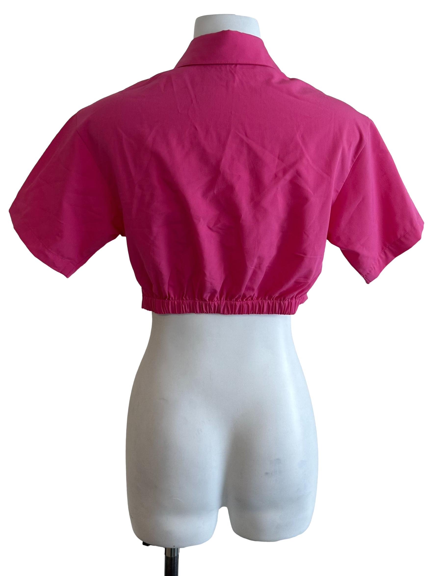 Fuschia Pink Collar Knot Top