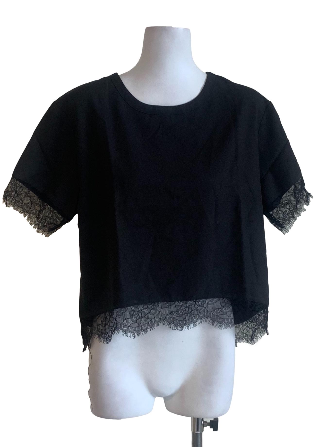 Black Laced Pattern Top