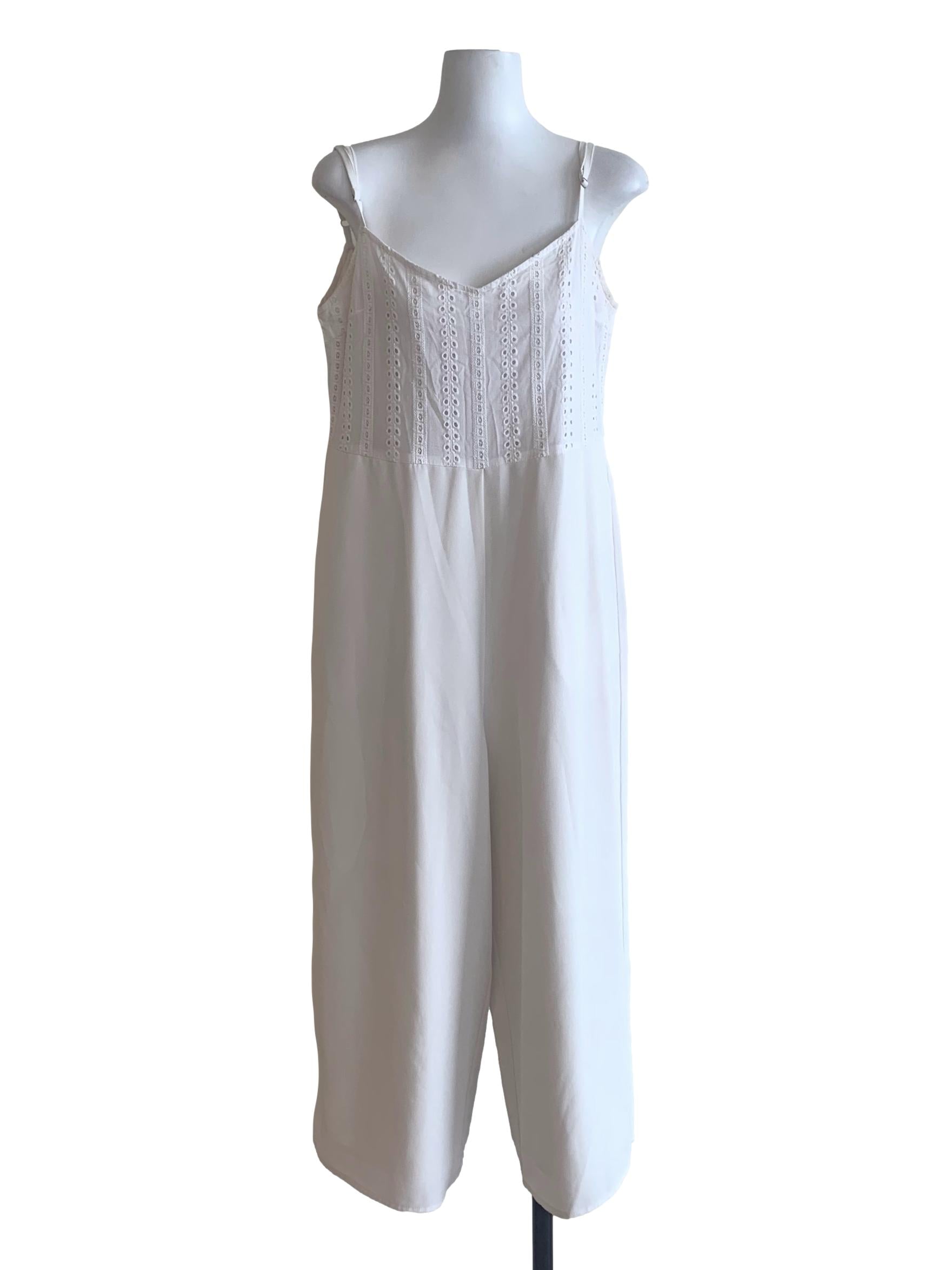Chiffon White V Neck Jumpsuit