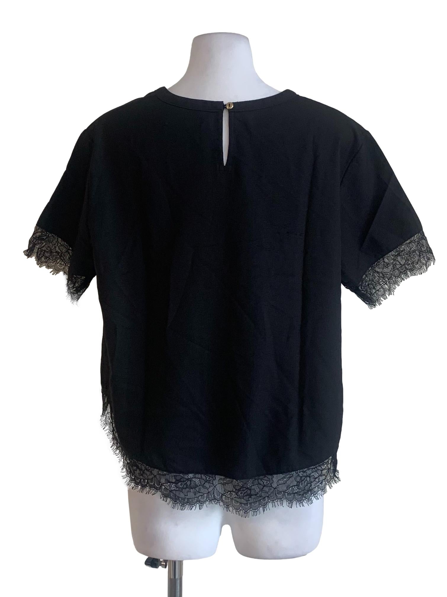 Black Laced Pattern Top
