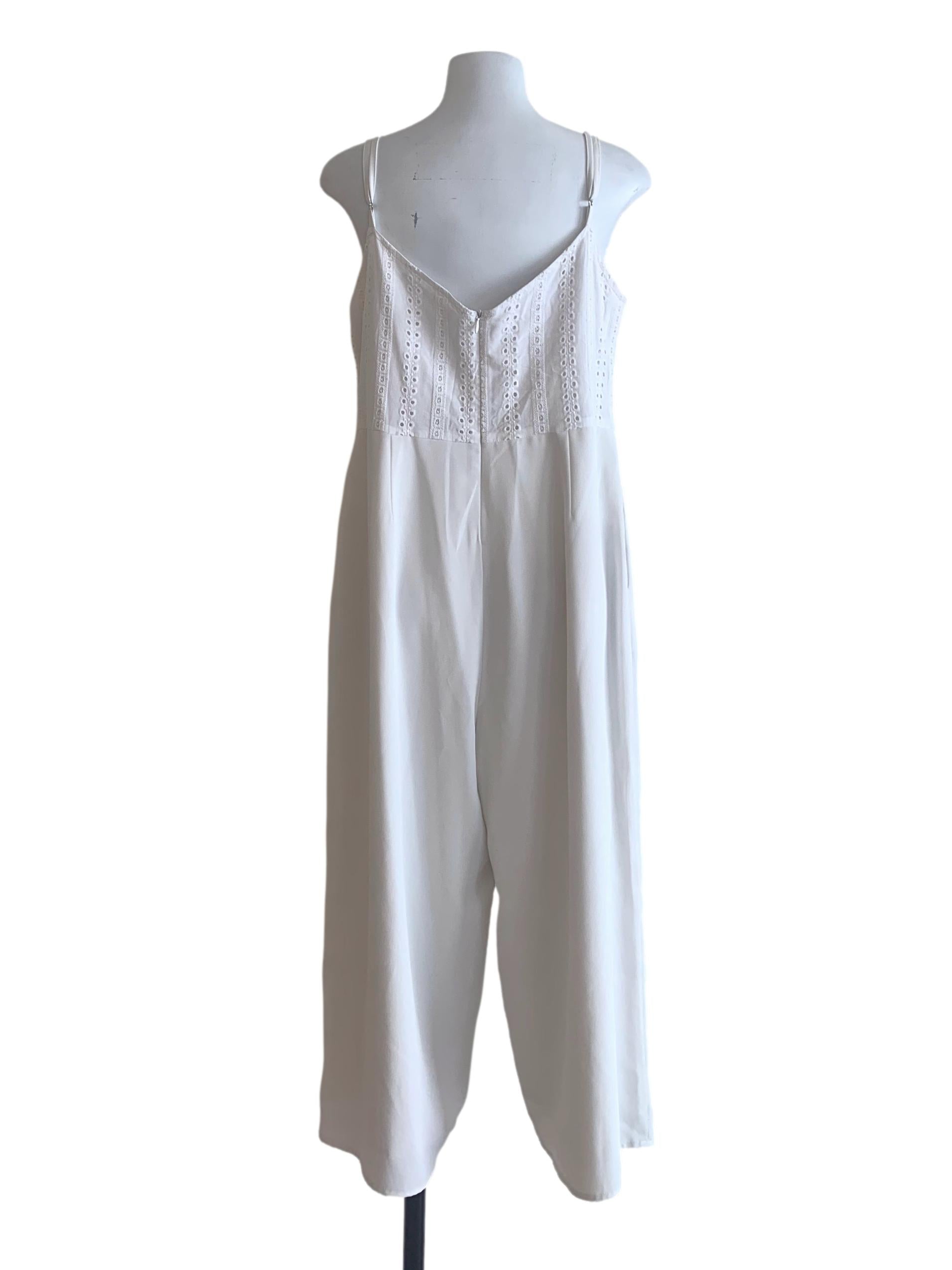 Chiffon White V Neck Jumpsuit