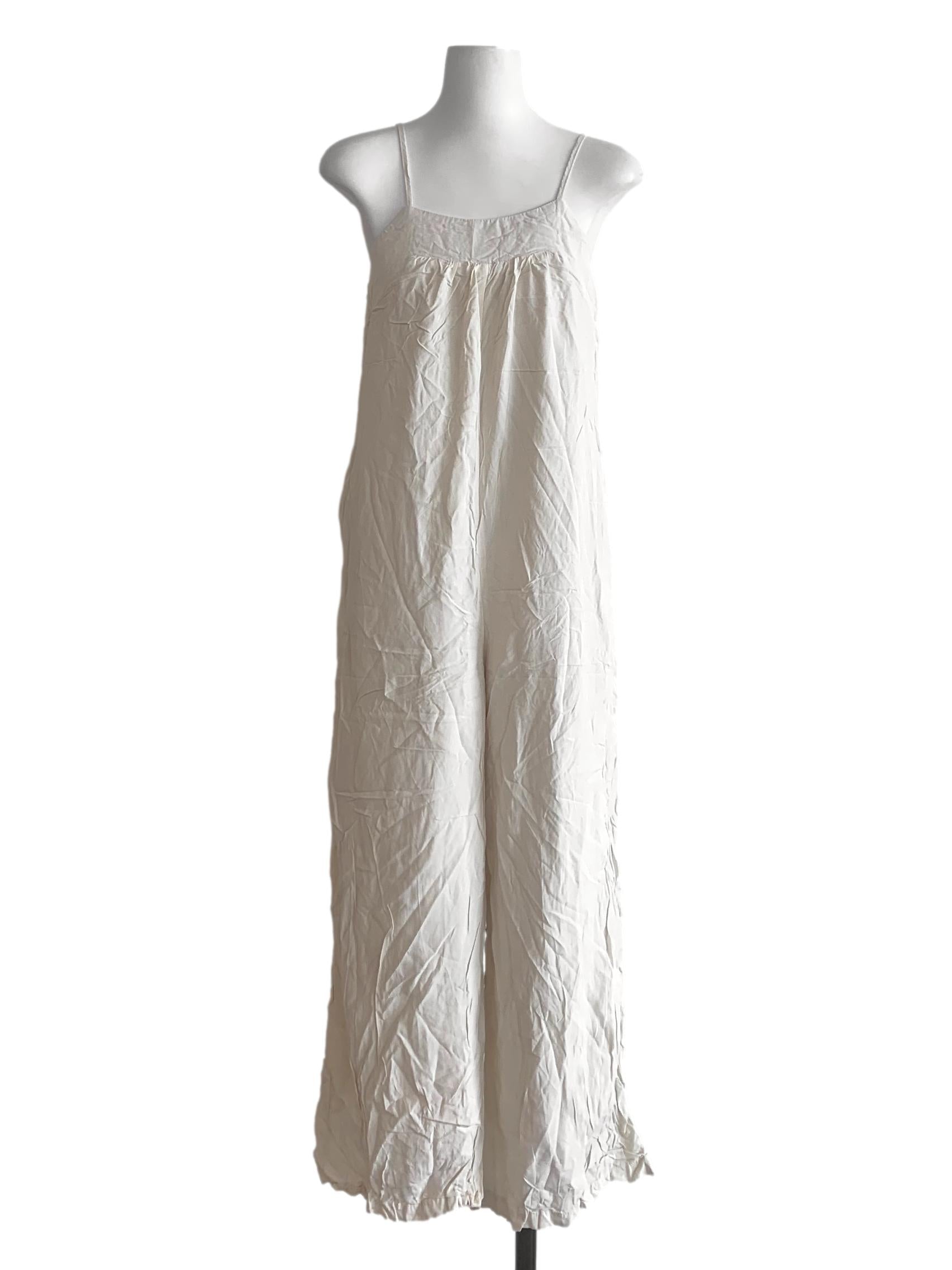 Egg Shell White Wide Leg Jumpsuit TEM