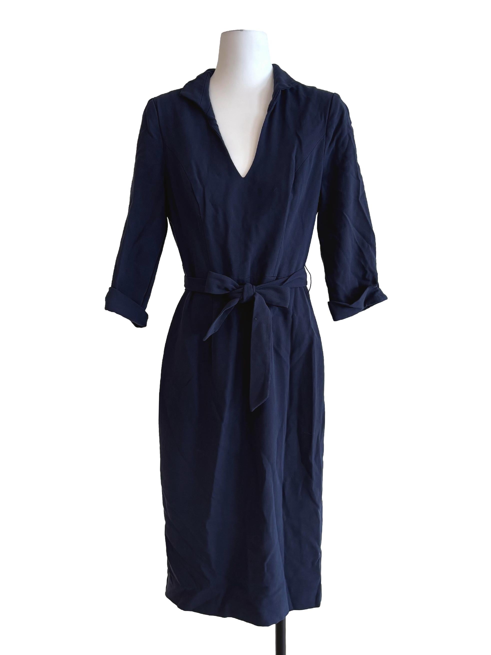 Navy Blue Long Sleeve Pencil Dress