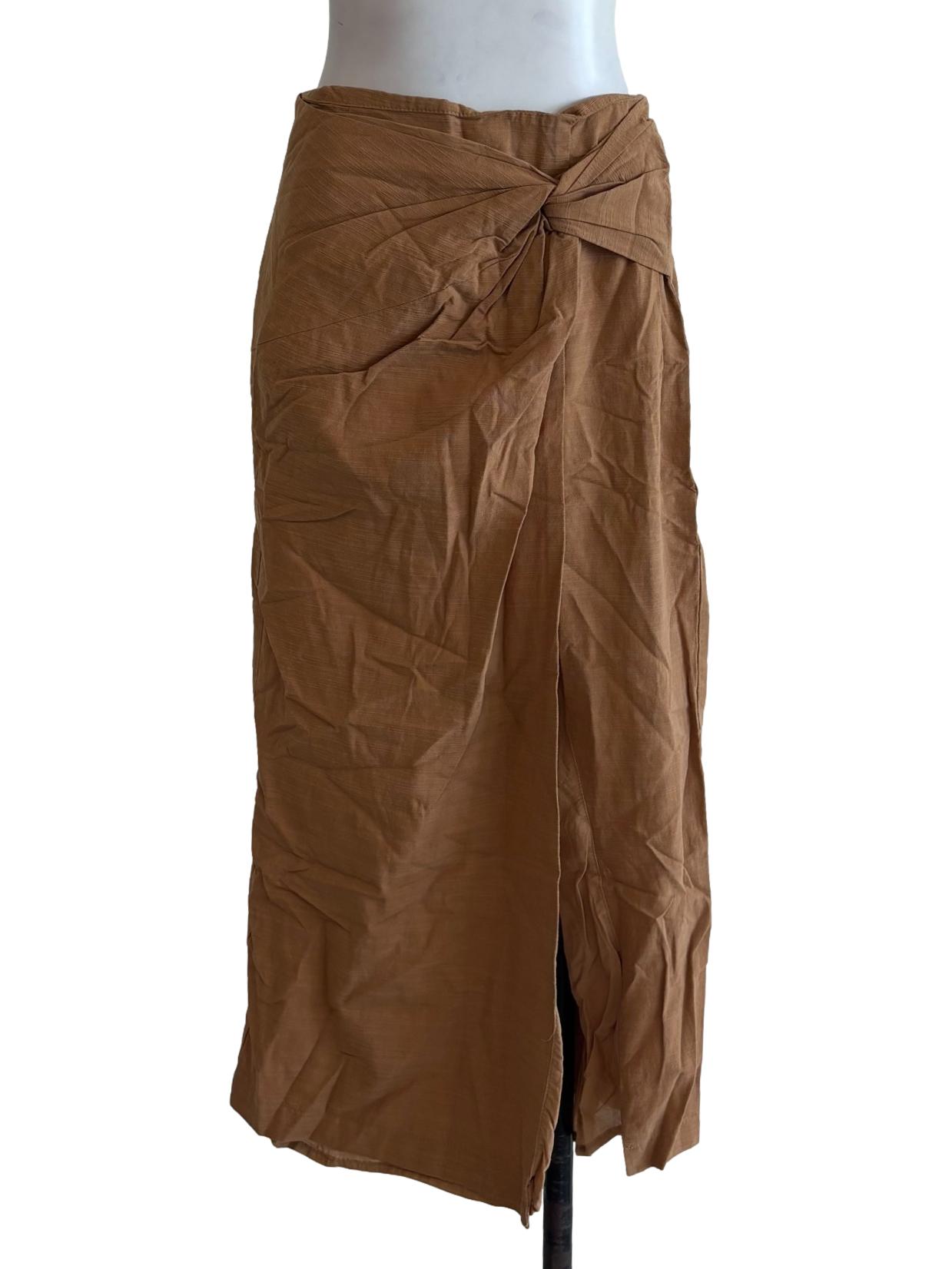 Brown Cotton Wrap Skirt