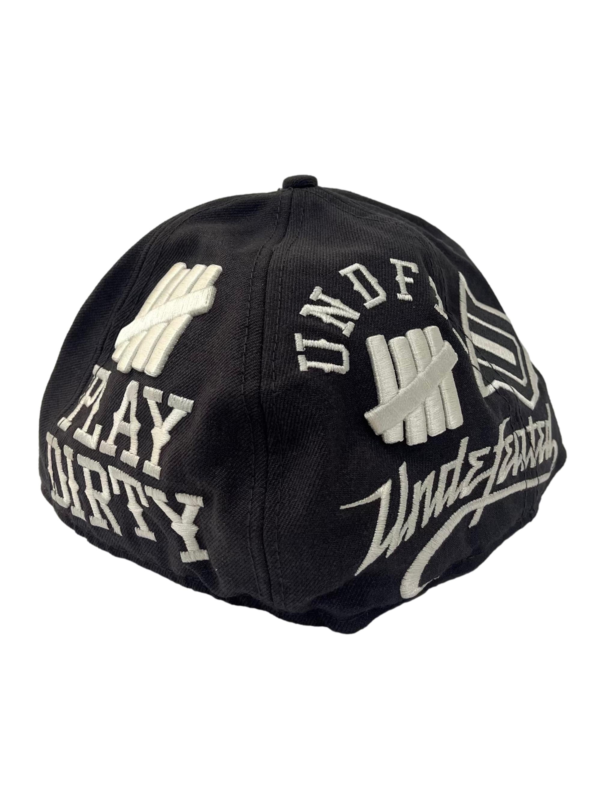 Dark Grey With White Embroidery All Over Snapback Cap