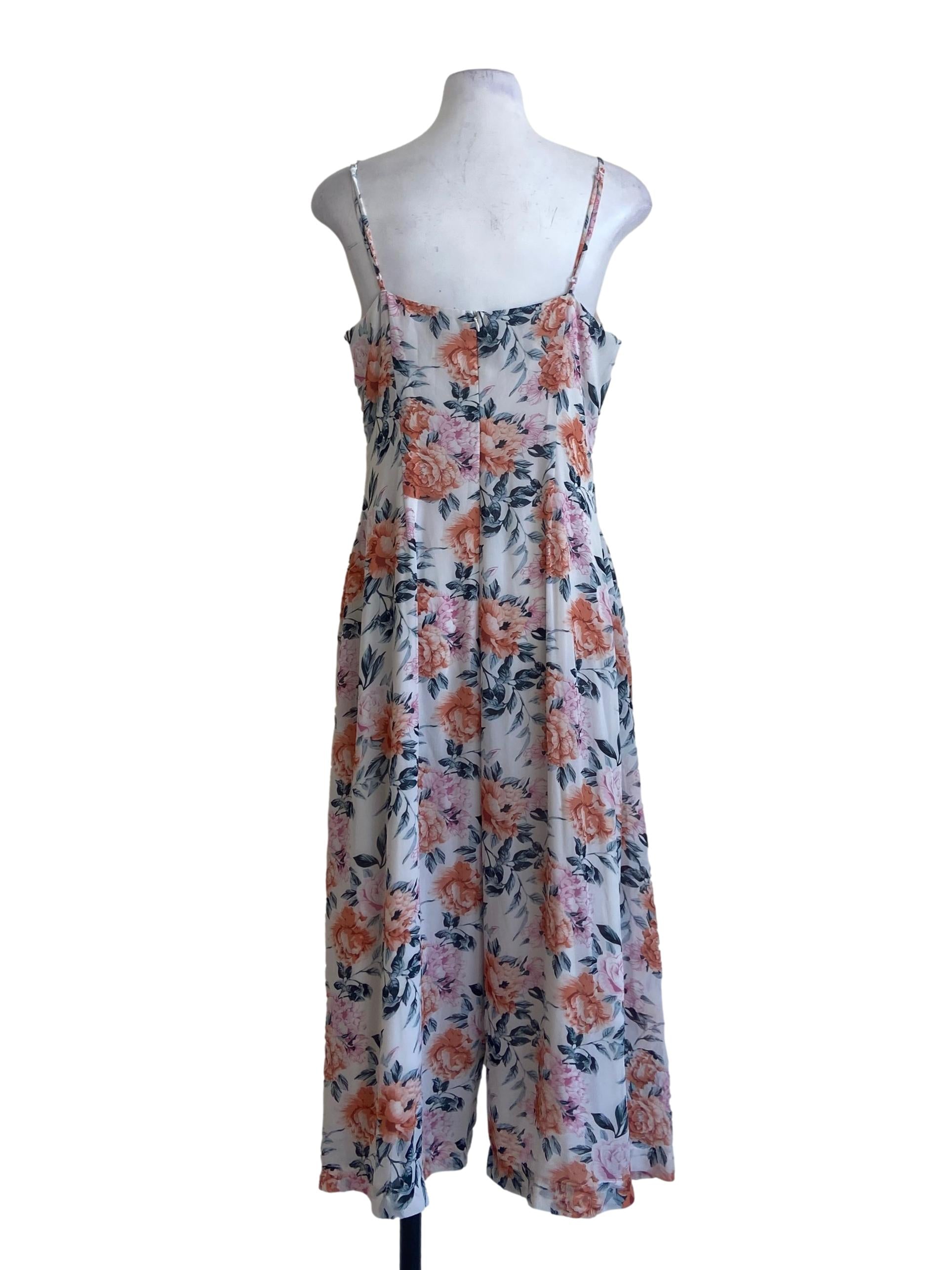 White & Floral Sleeveless Jumpsuits