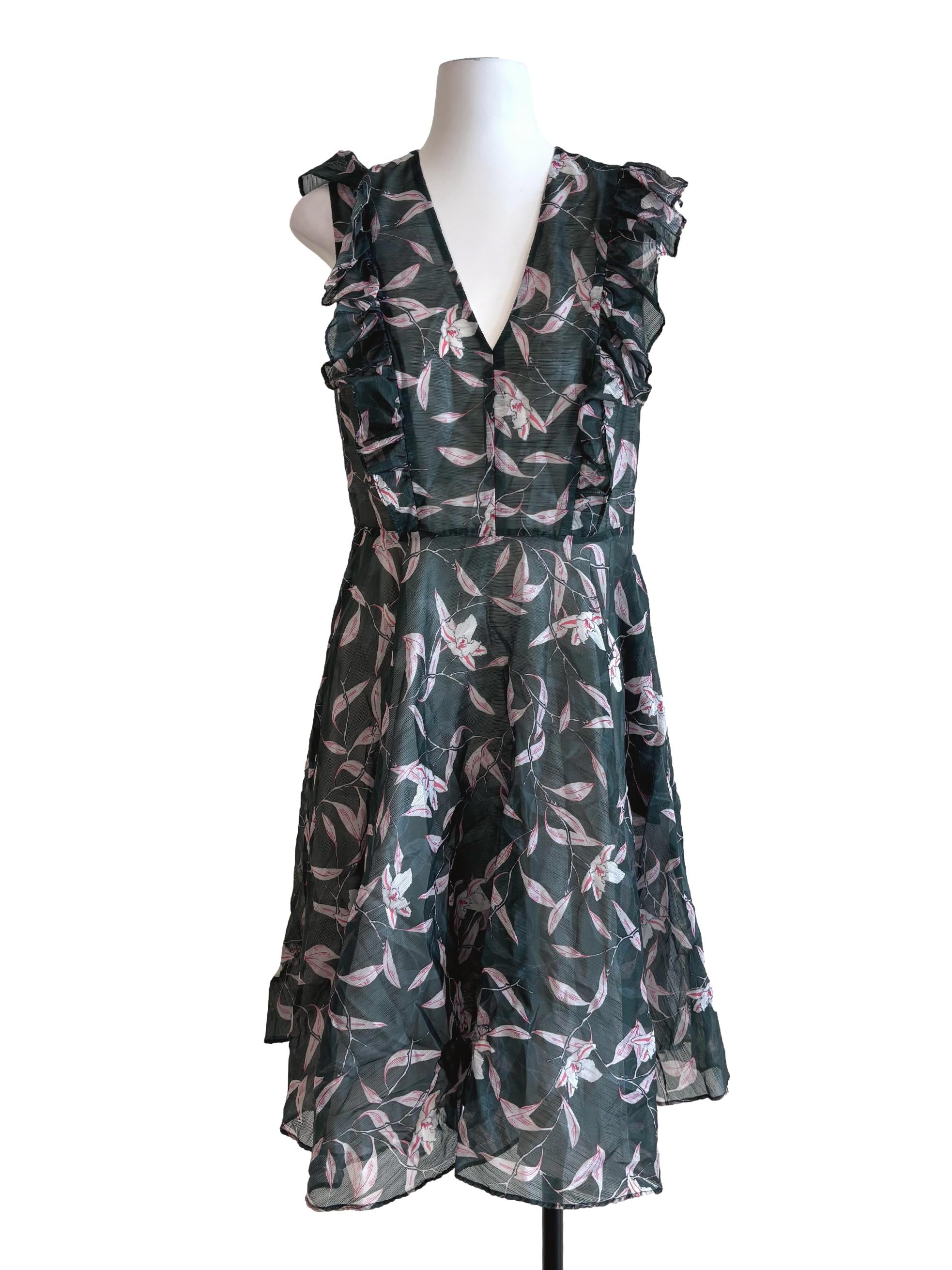 Amazon Green Floral Sheer Dress