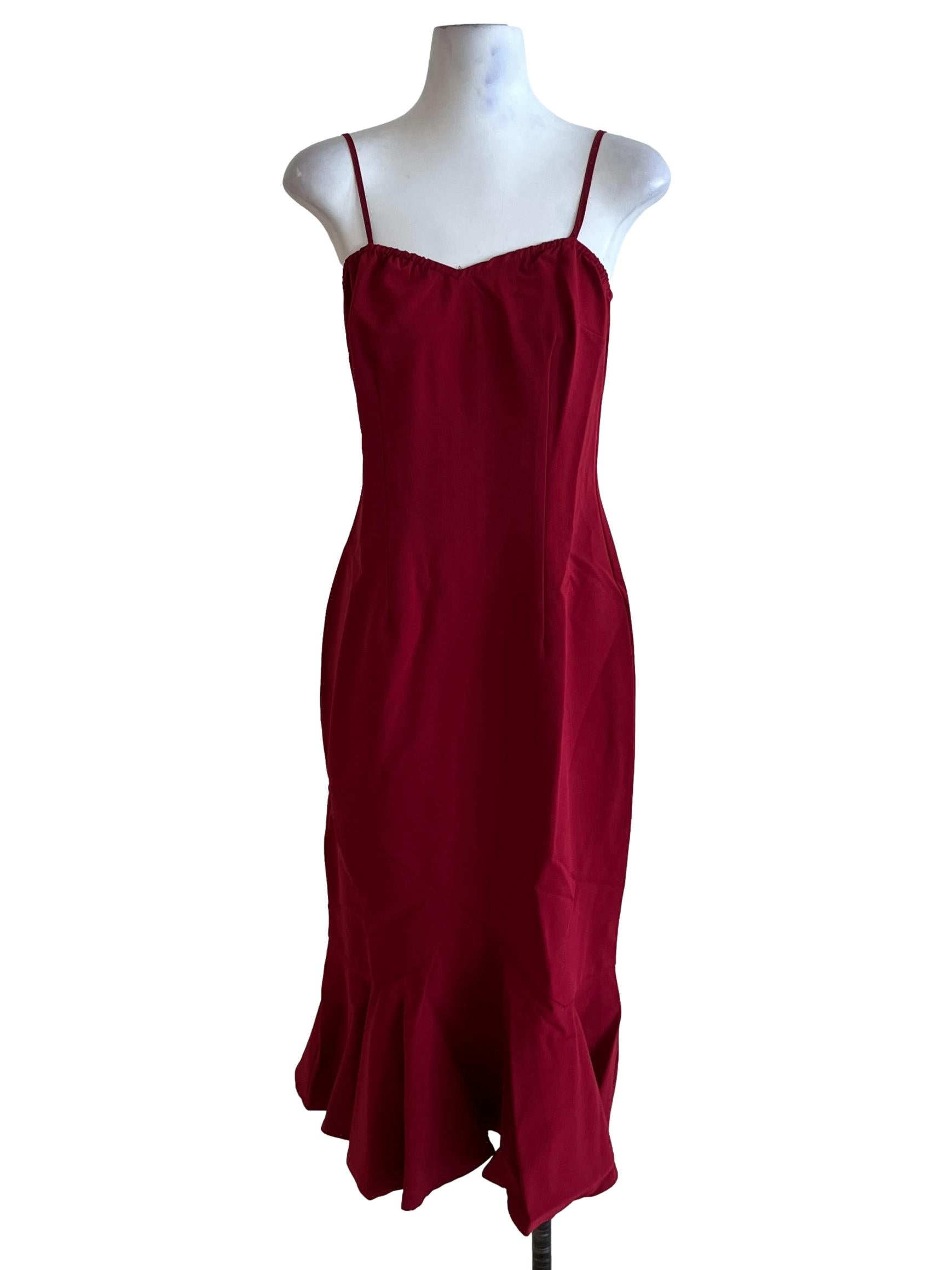 Wine Red Spaghetti Strap Sheath Dress
