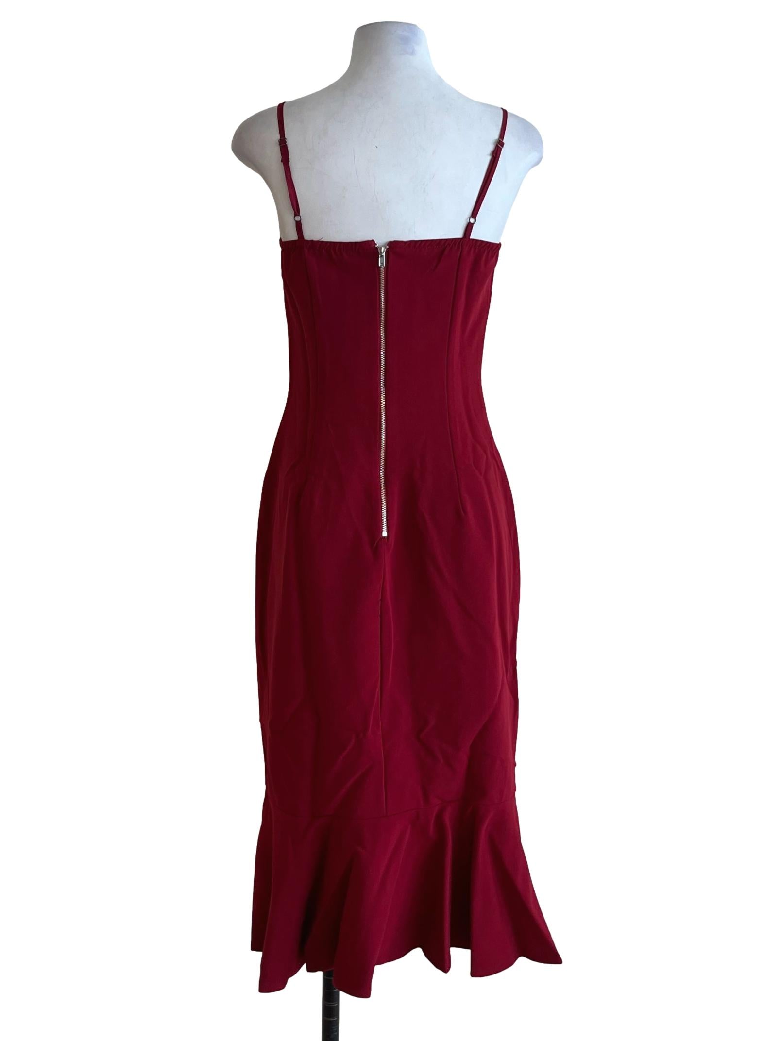 Wine Red Spaghetti Strap Sheath Dress