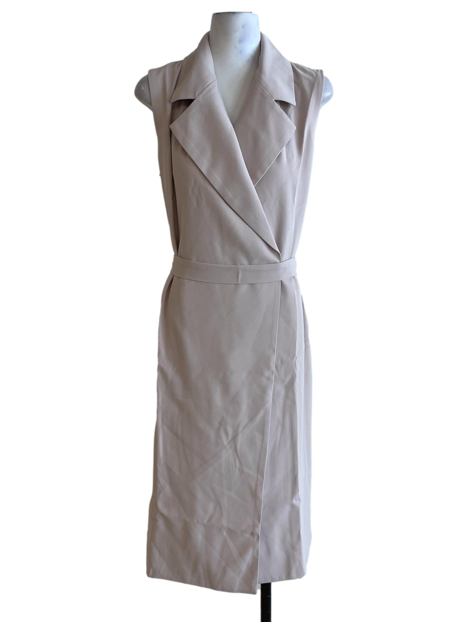 Crepe Pink Notched Neckline Sheath Dress