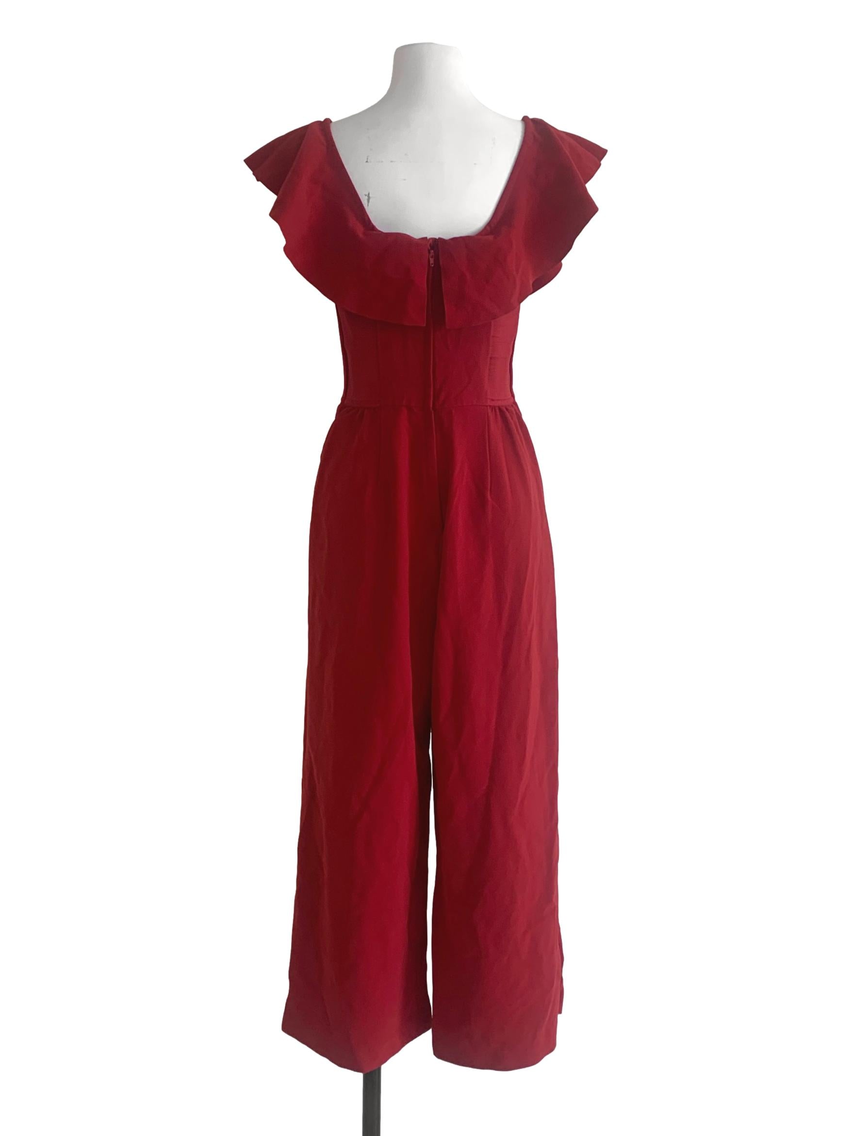 Ruby Red Square Neck Jumpsuit
