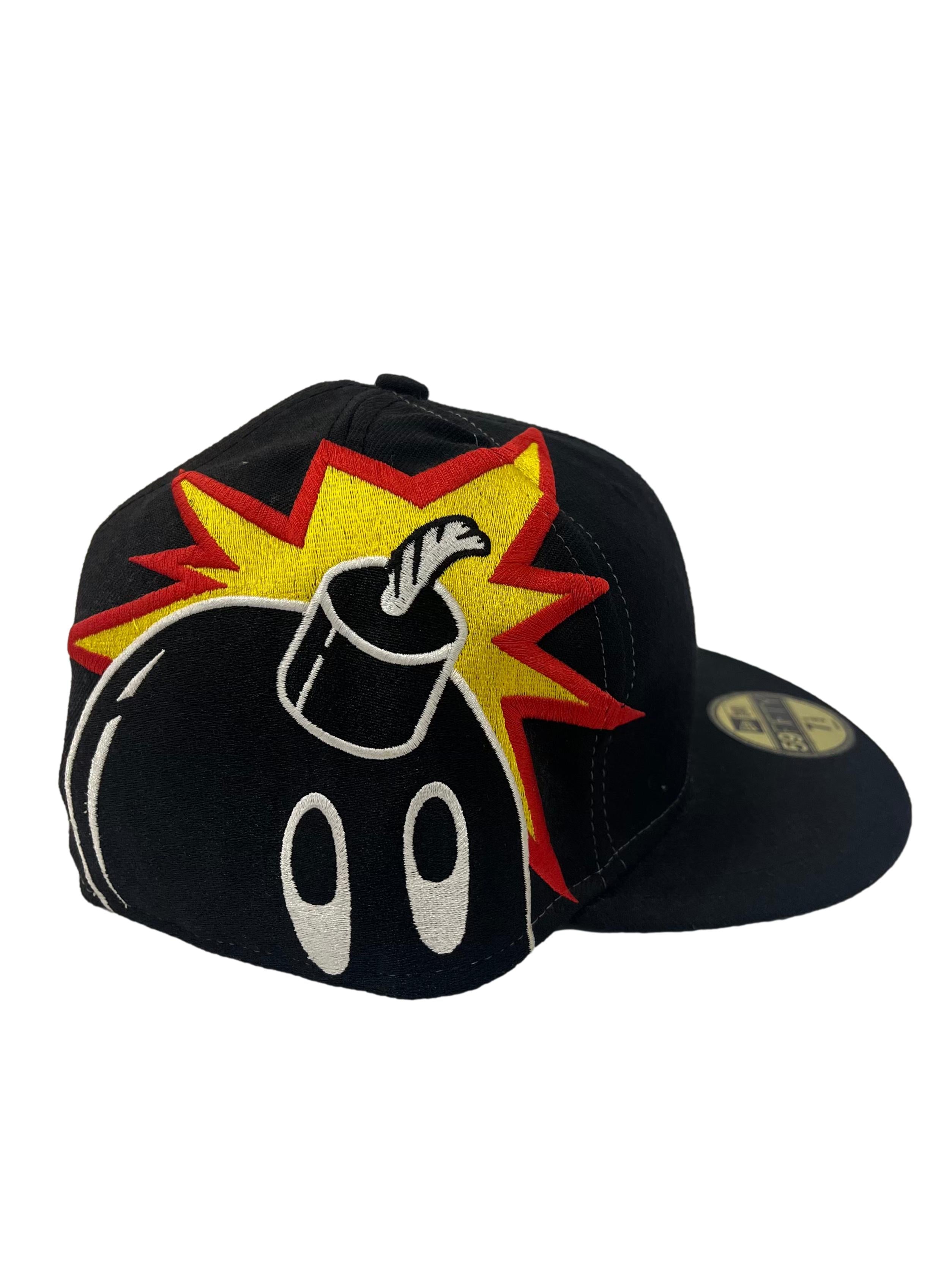Black With Bomb Graphic Embroidery Snapback Cap