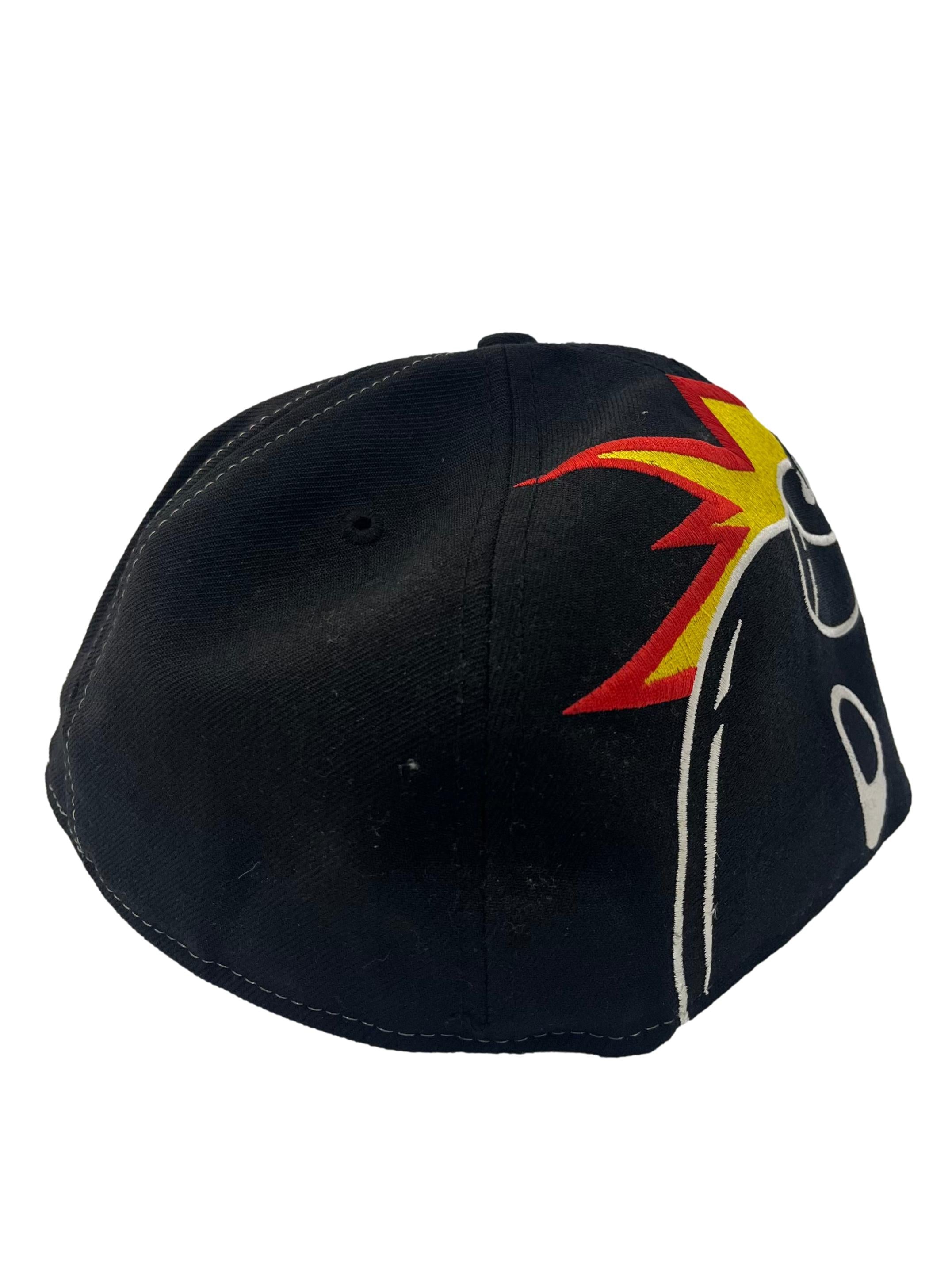 Black With Bomb Graphic Embroidery Snapback Cap