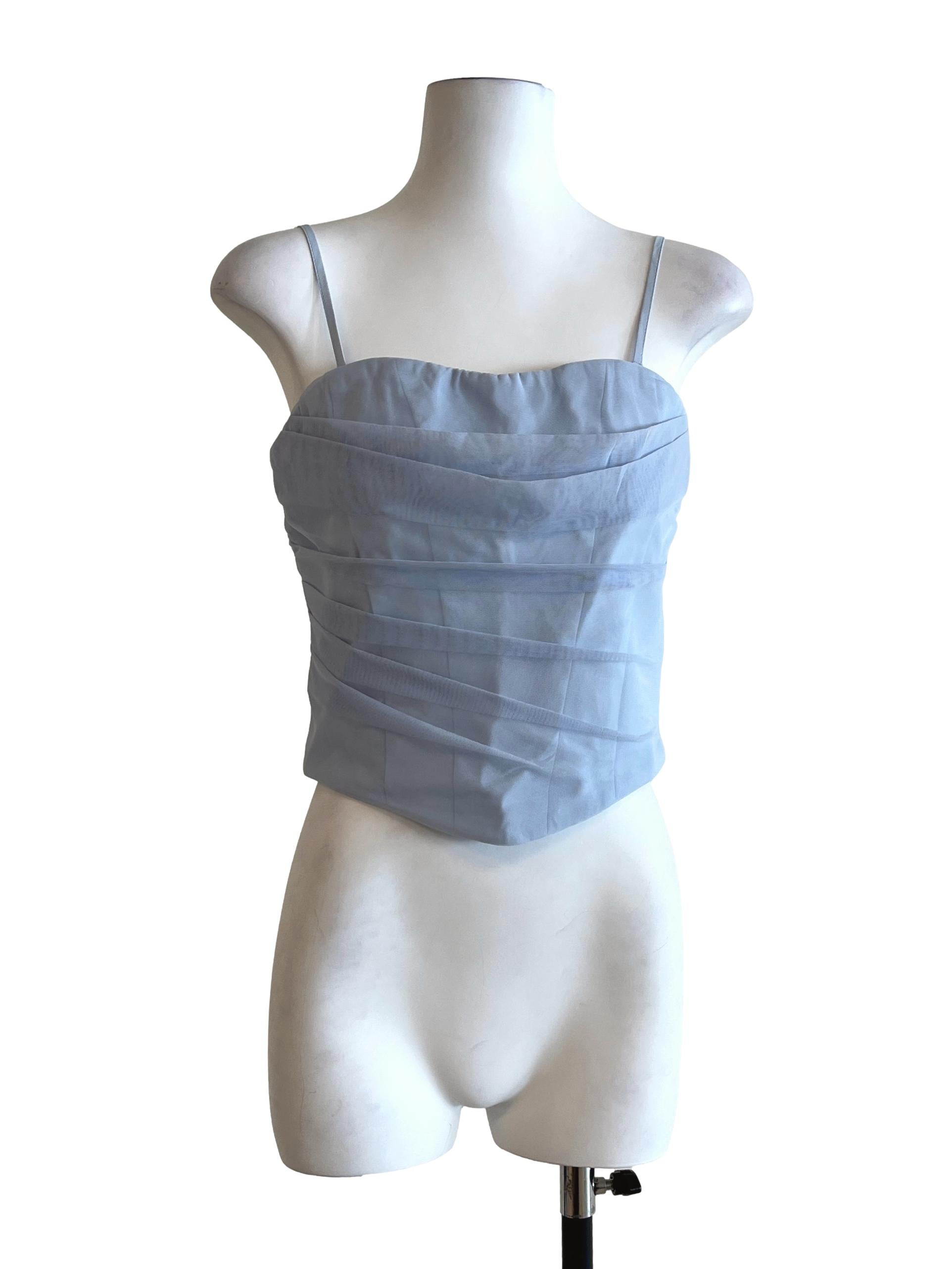 Sky Blue Spaghetti Strap Sleeveless Top
