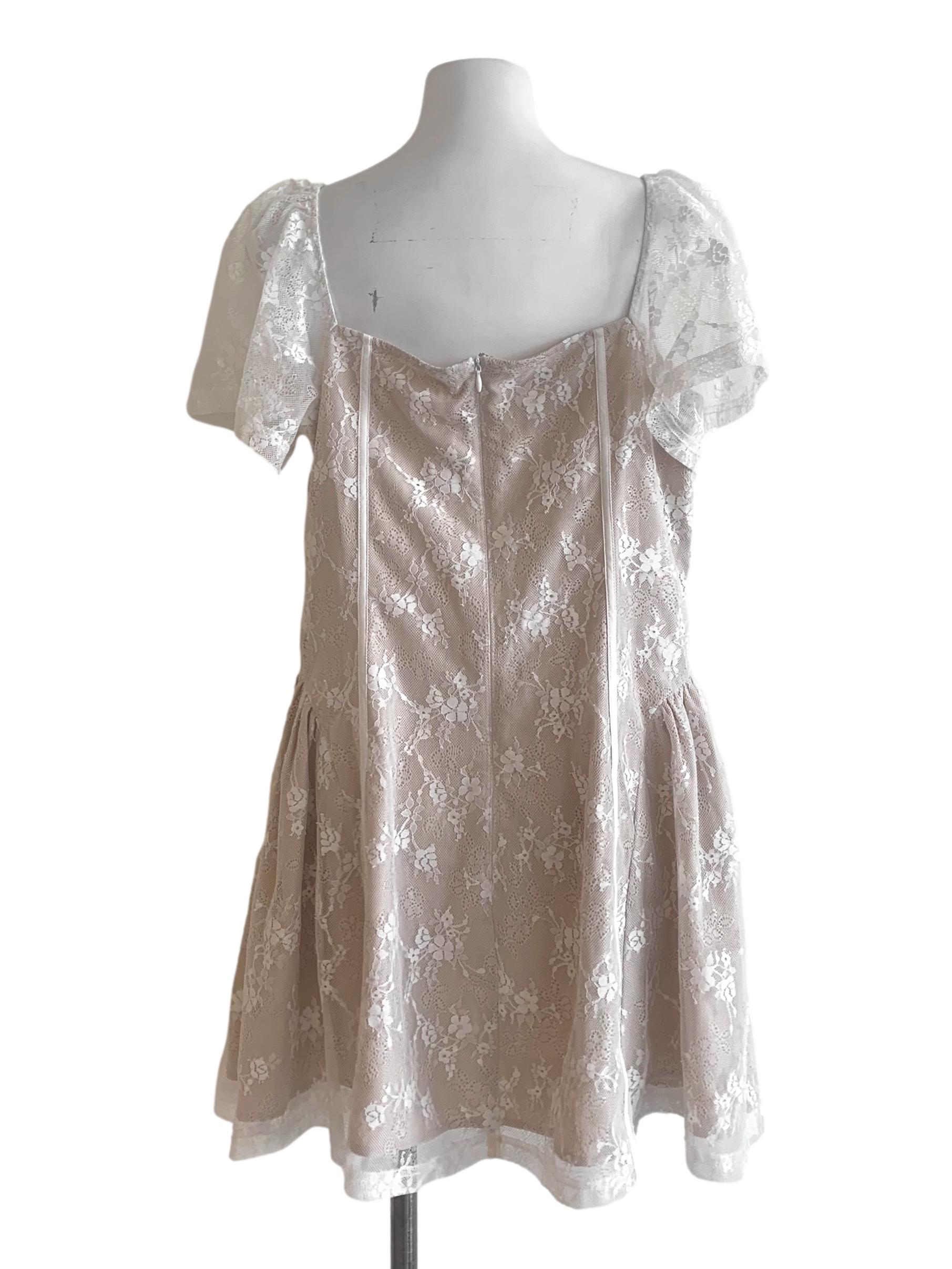 Bonne Beige Floral Pattern Dress