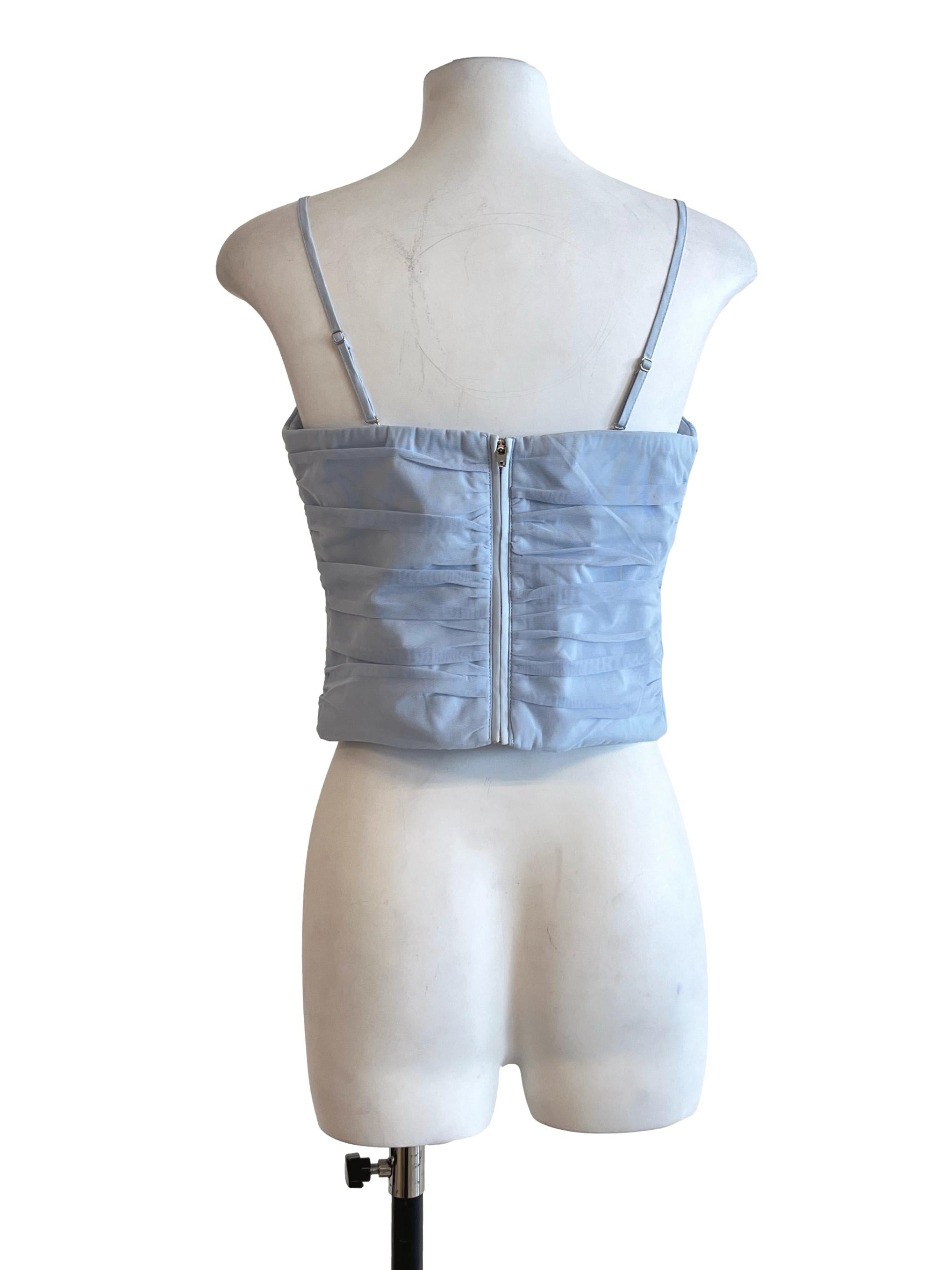 Sky Blue Spaghetti Strap Sleeveless Top