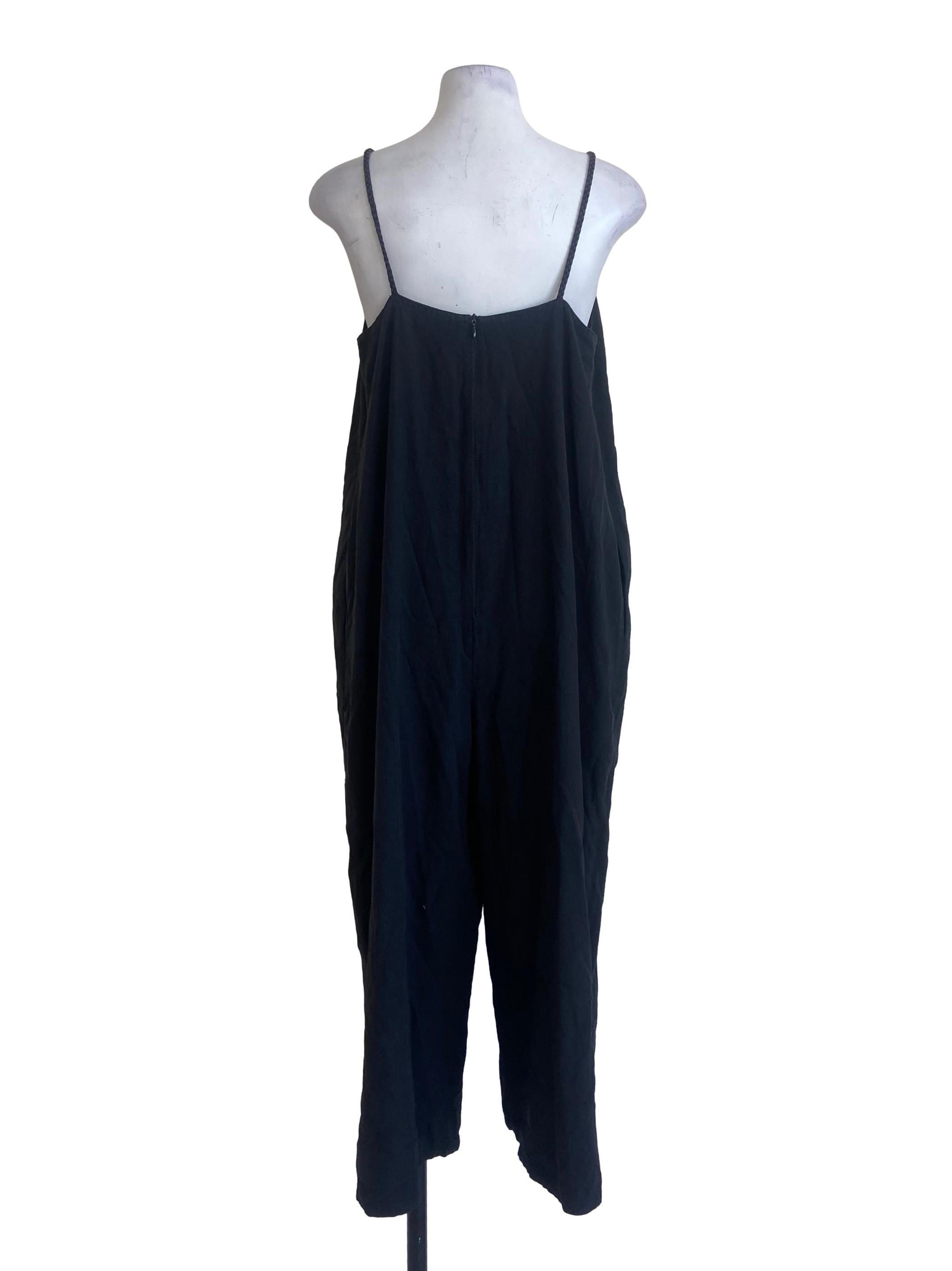 Black Sleeveless Twill Jumpsuit