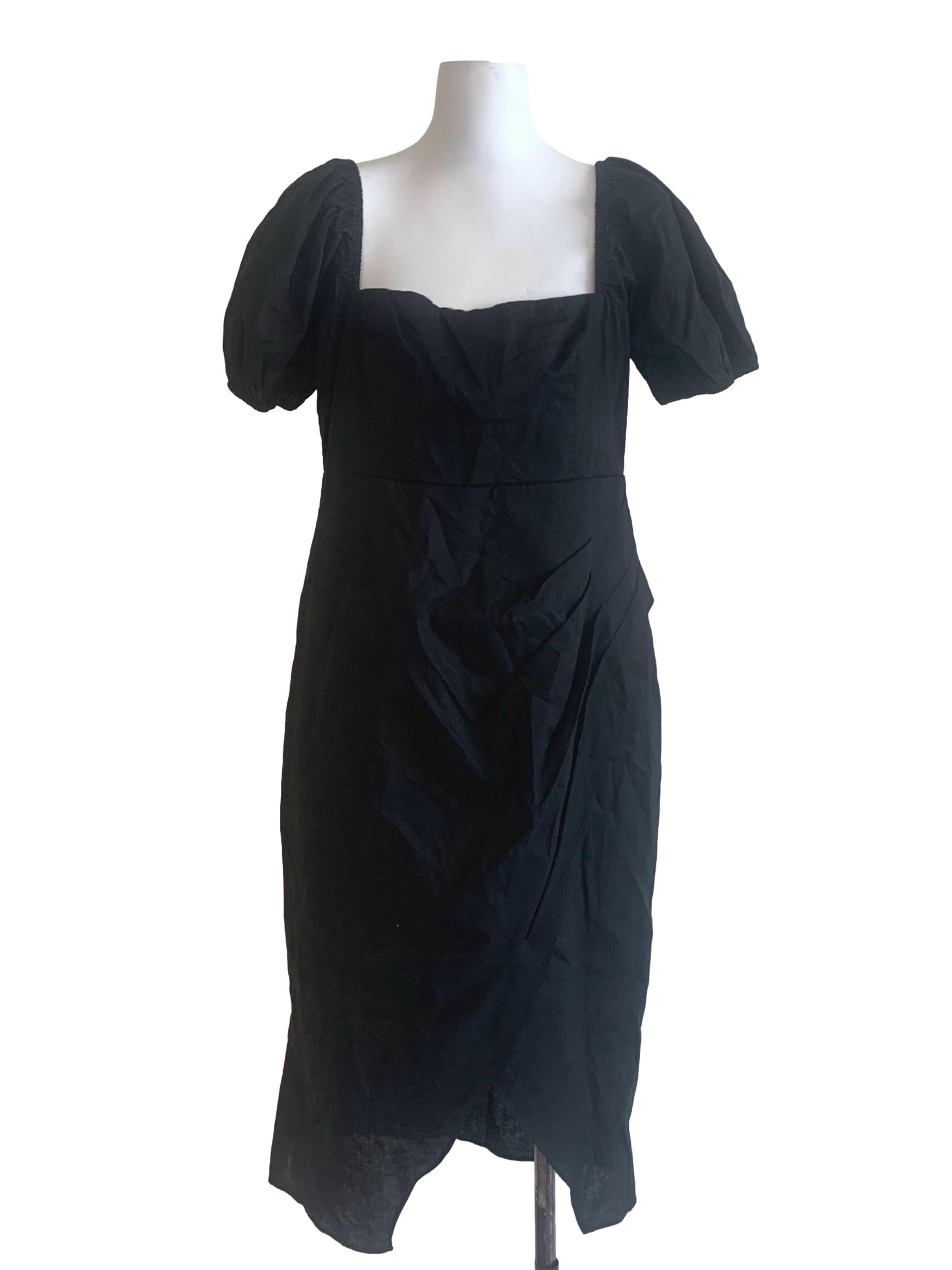 Ink Black Puff Sleeves Dress LB