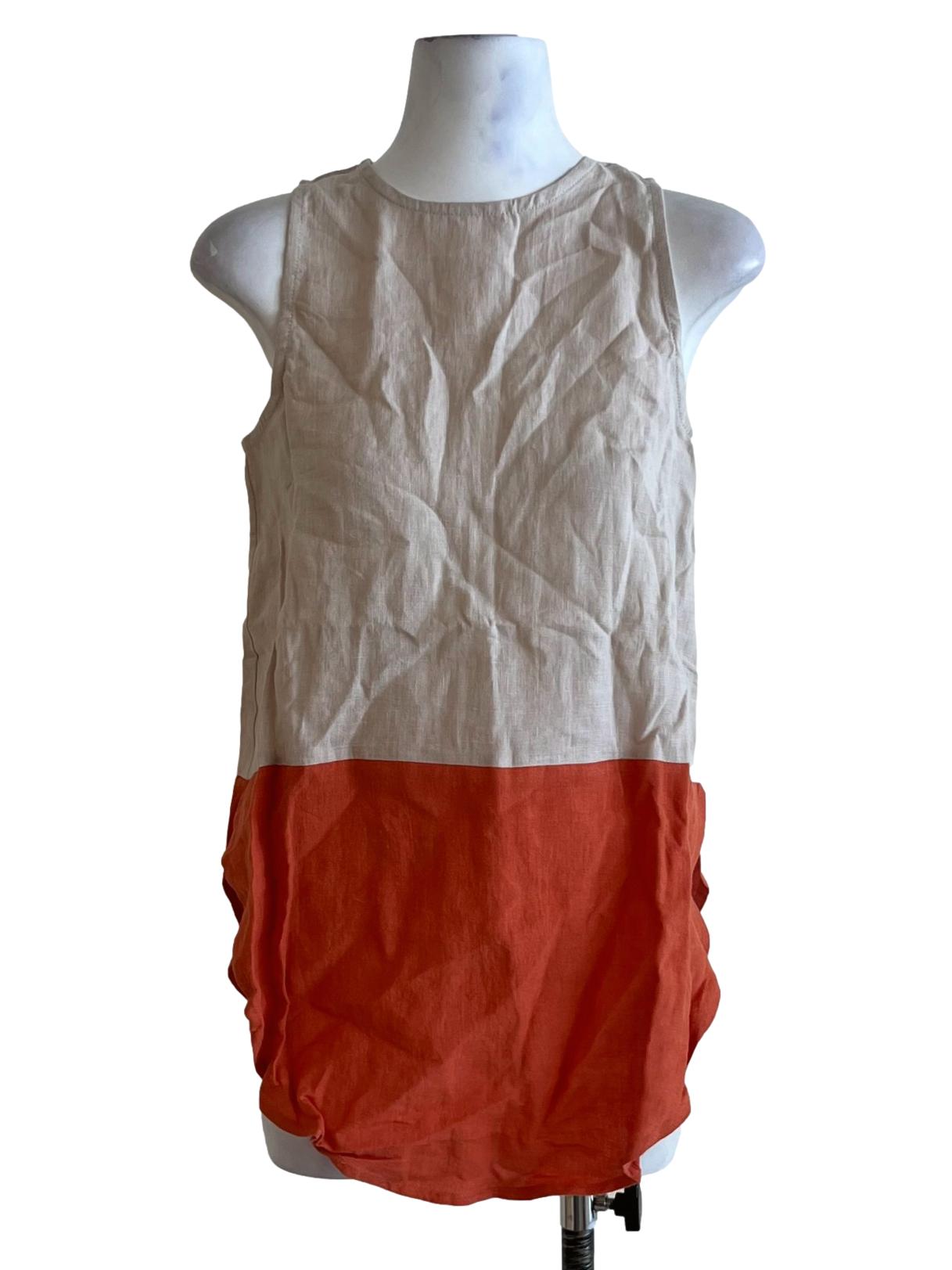 Beige Jewel Neckline Sleeveless Top