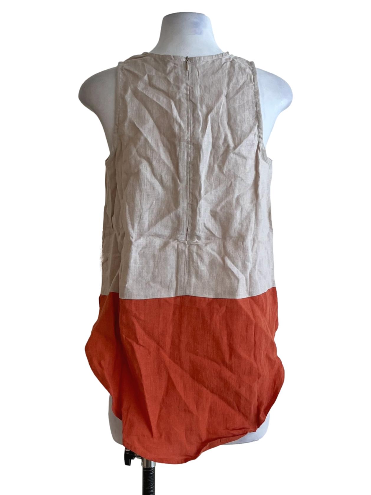 Beige Jewel Neckline Sleeveless Top