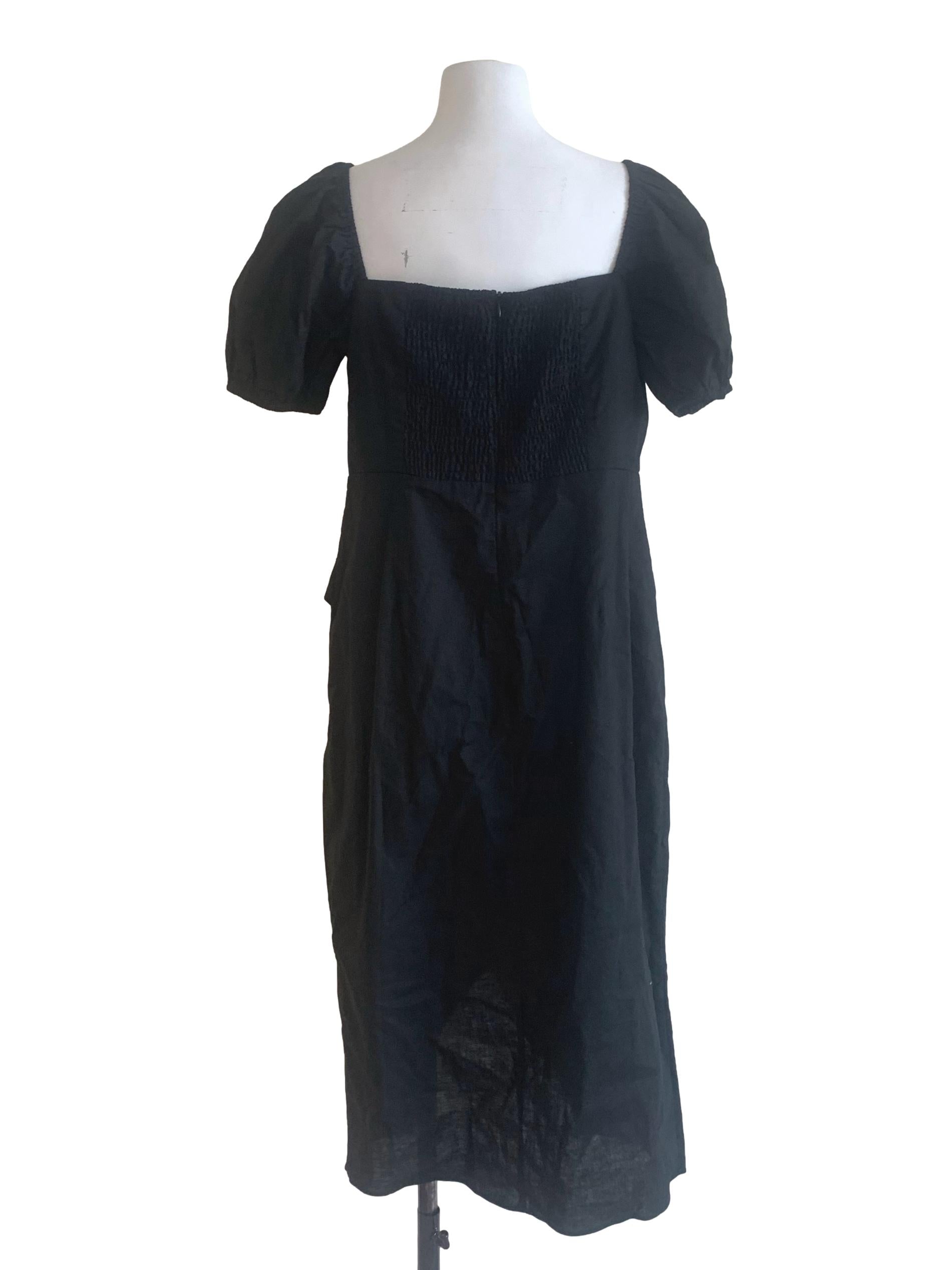 Ink Black Puff Sleeves Dress LB