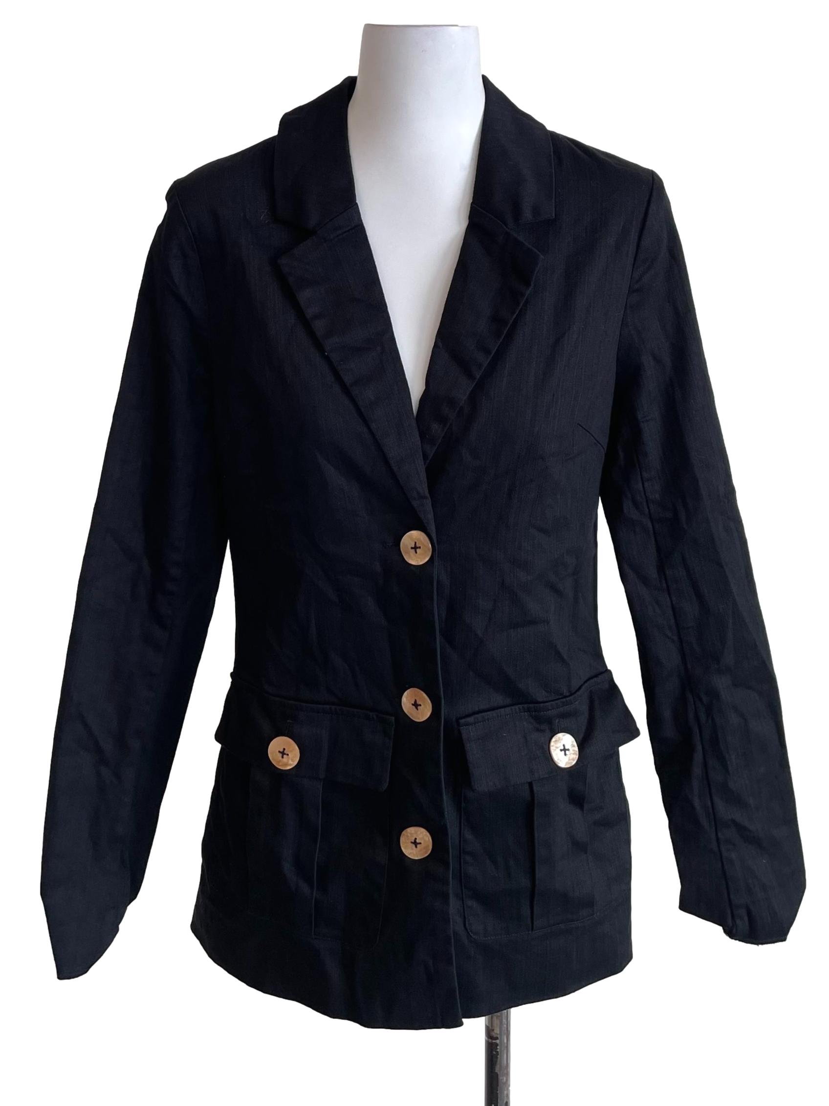 Coal Black Patch Pockets Blazer