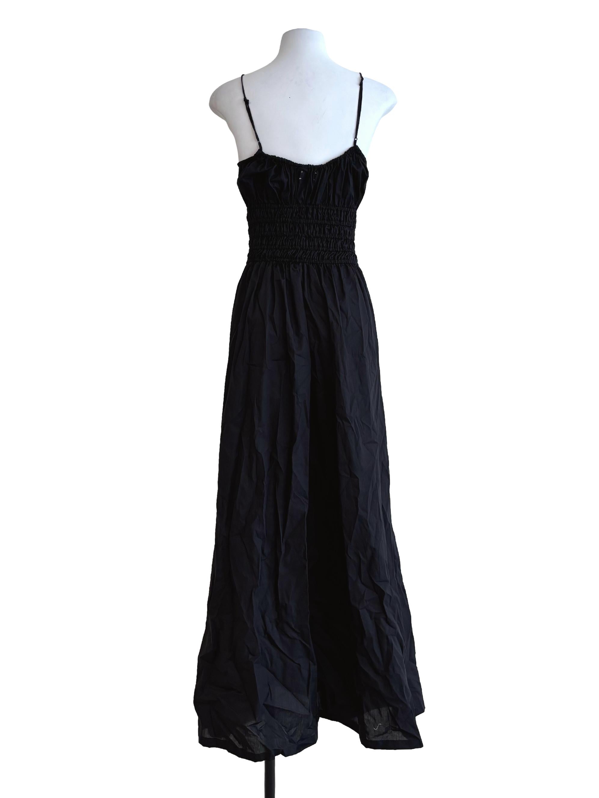 Black Cotton Smocked Dress