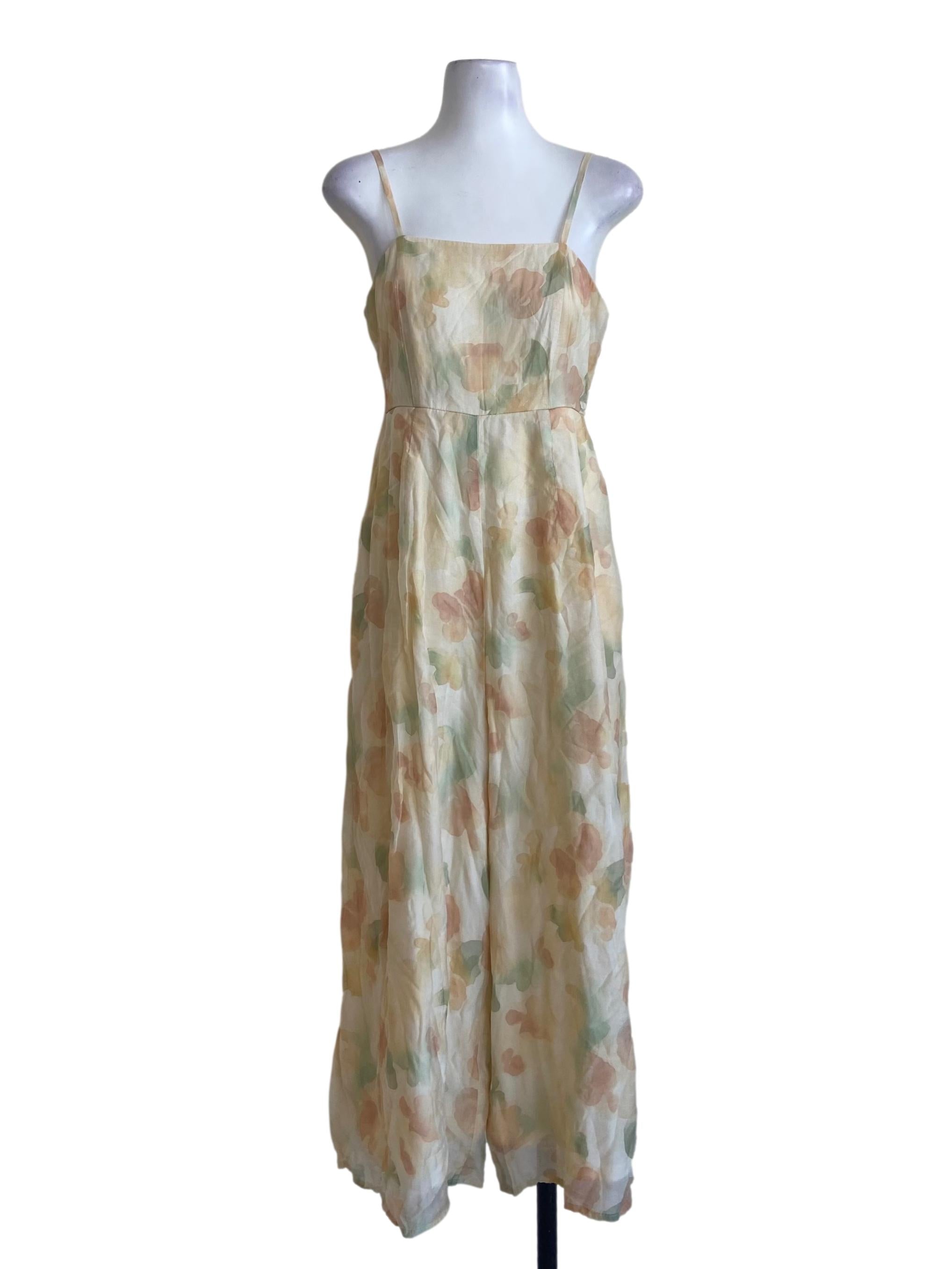 Banana Yellow & Colourful Sleeveless Jumpsuit
