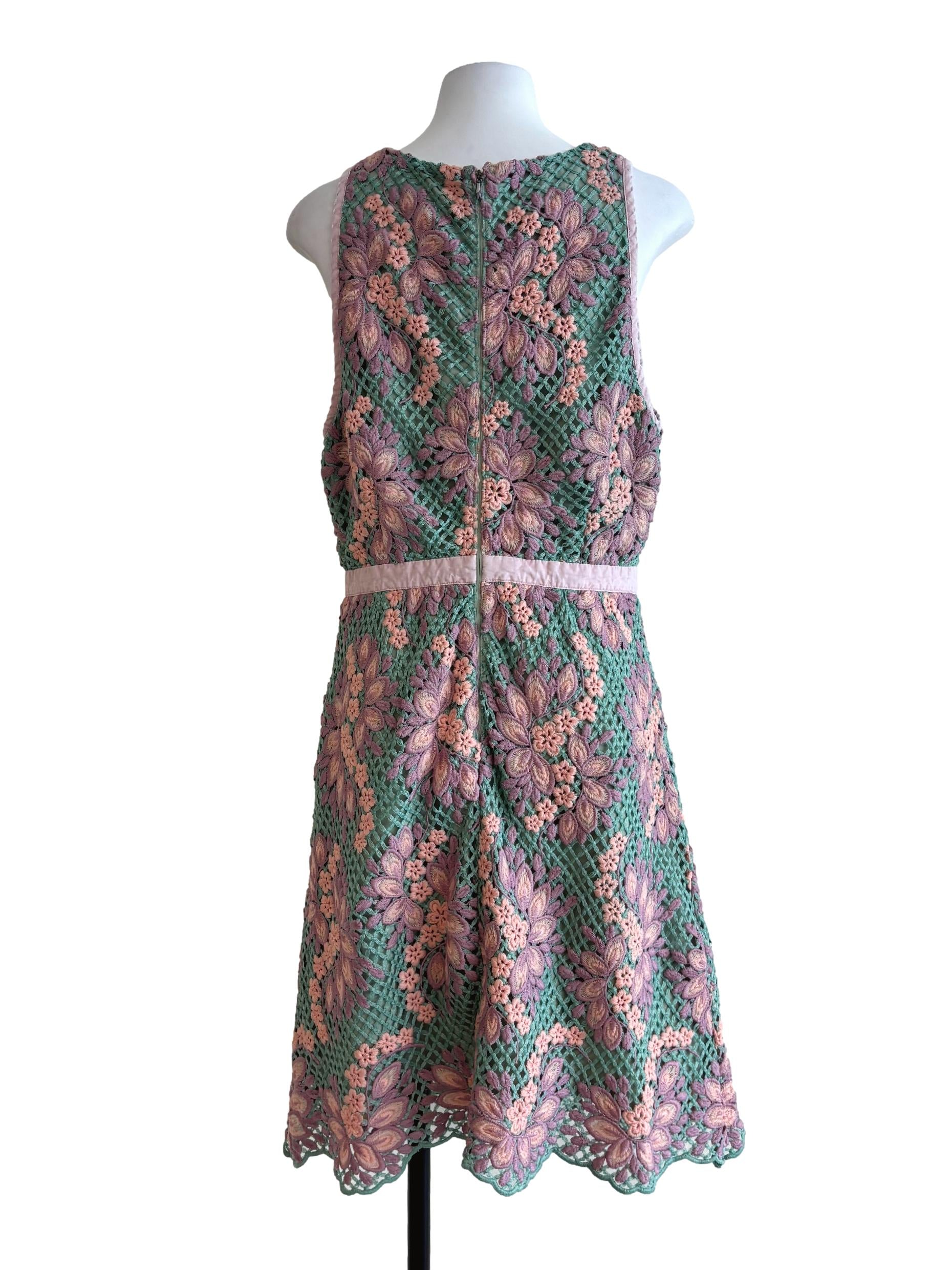 Seafoam Green Pink Sleeveless A-Line Dress