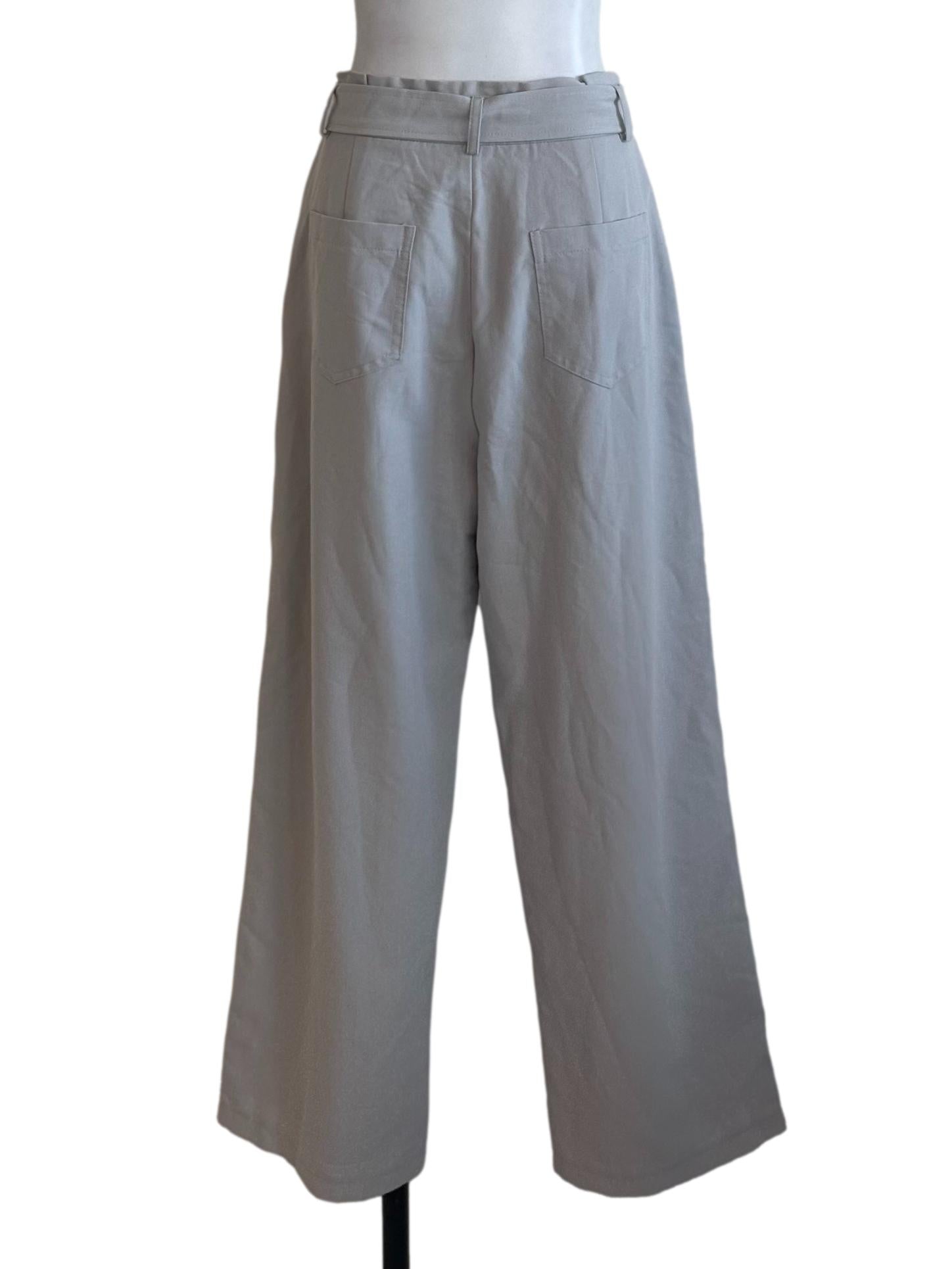 Light Grey Strap Straight Pants