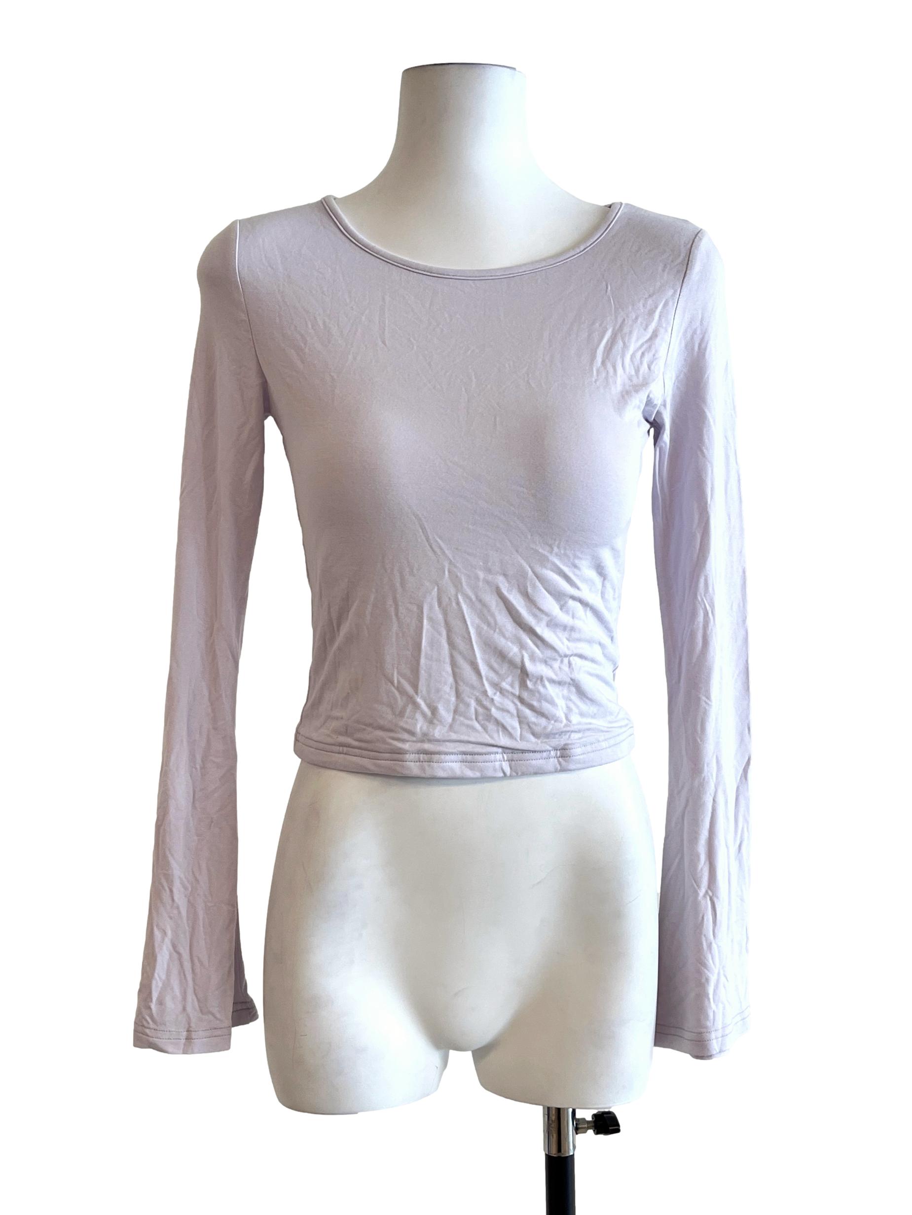 Lavender Purple Scoop Long Sleeve Top