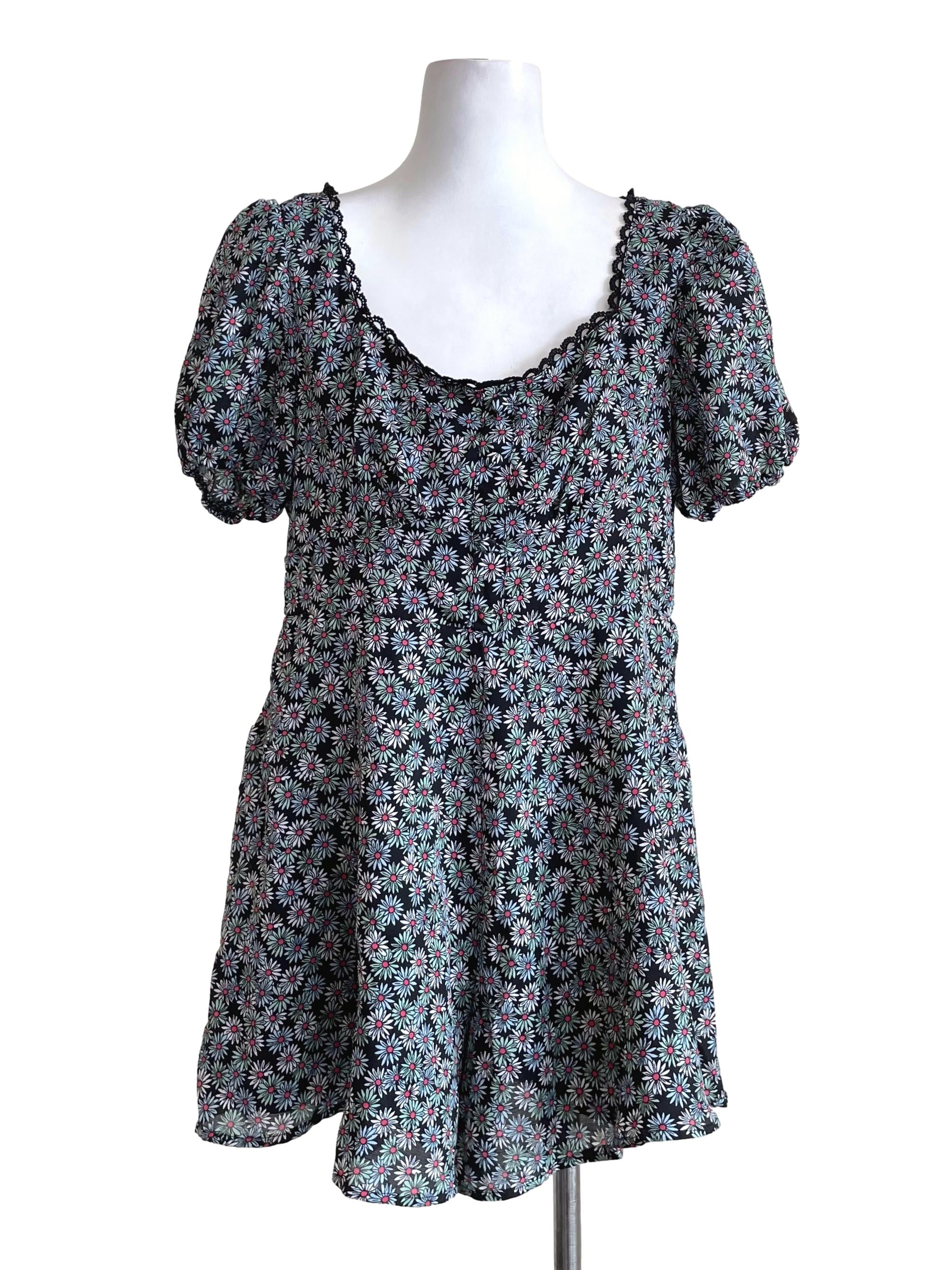 Black Floral Romper