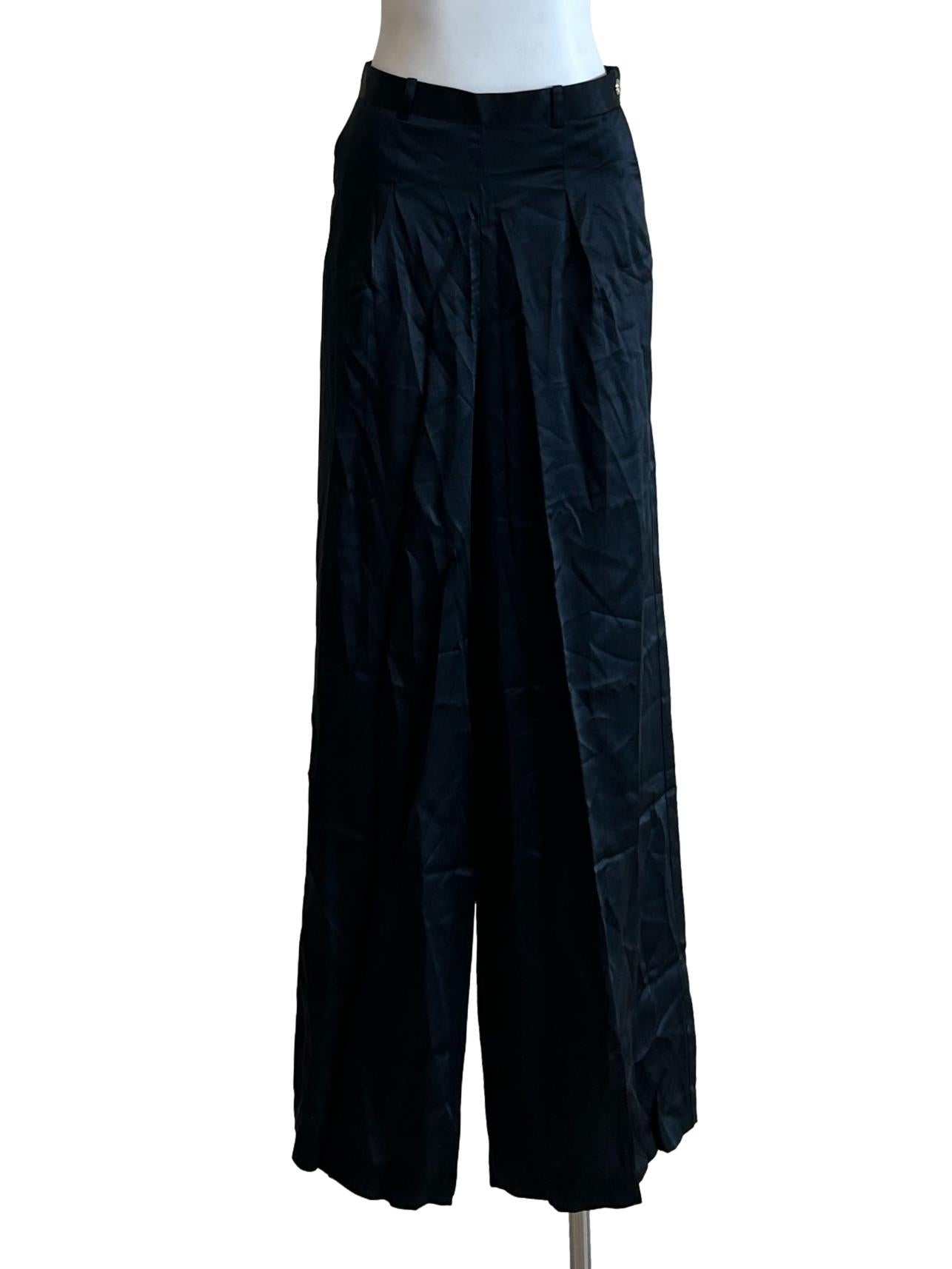 Branson Silk Wide Leg Pants In Black CSN
