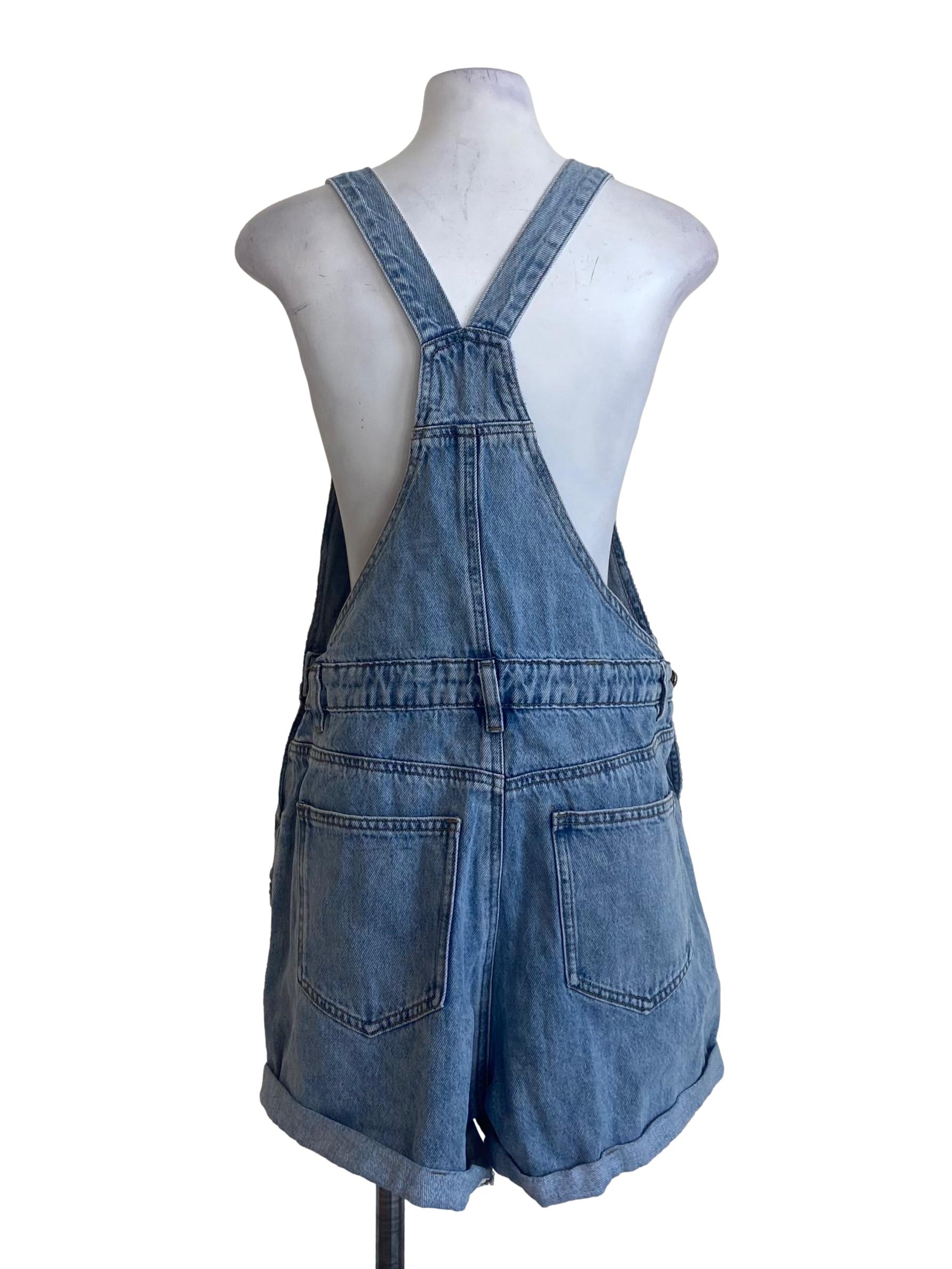 Sky Blue Herringbone Jeans Romper