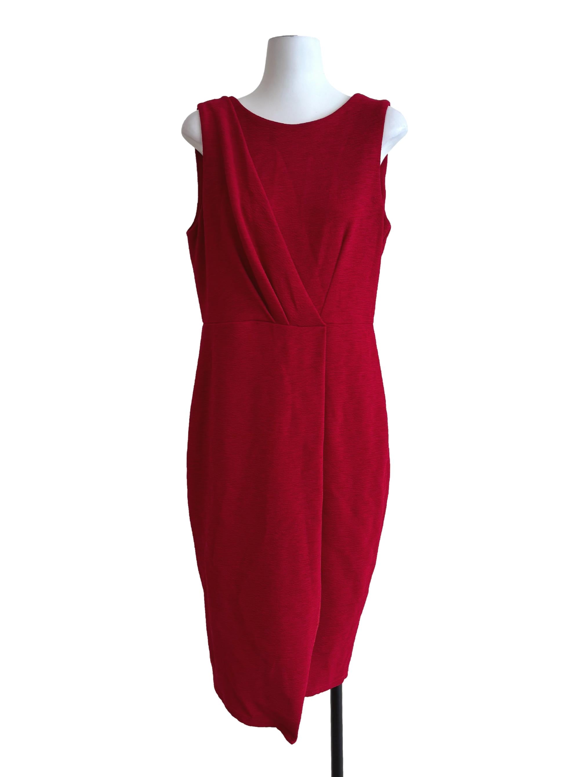 Crimson Red Sleeveless Pencil Dress