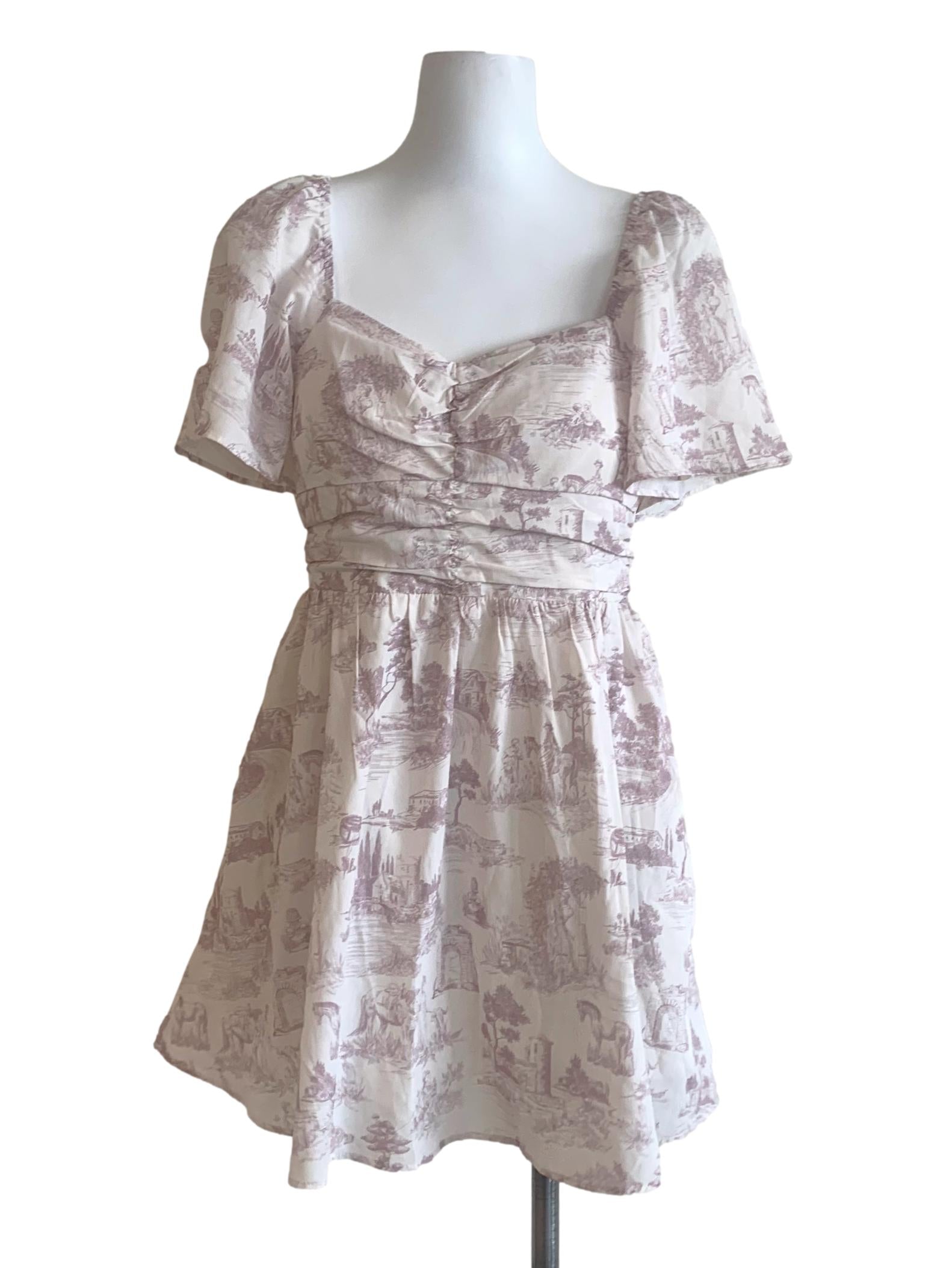 Chiffon White Floral Pattern Dress