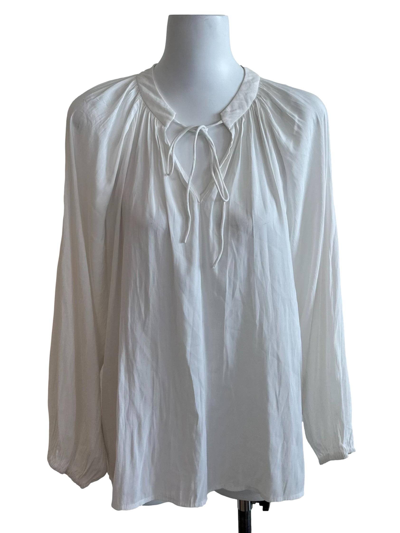 Off White Front Tie Blouse