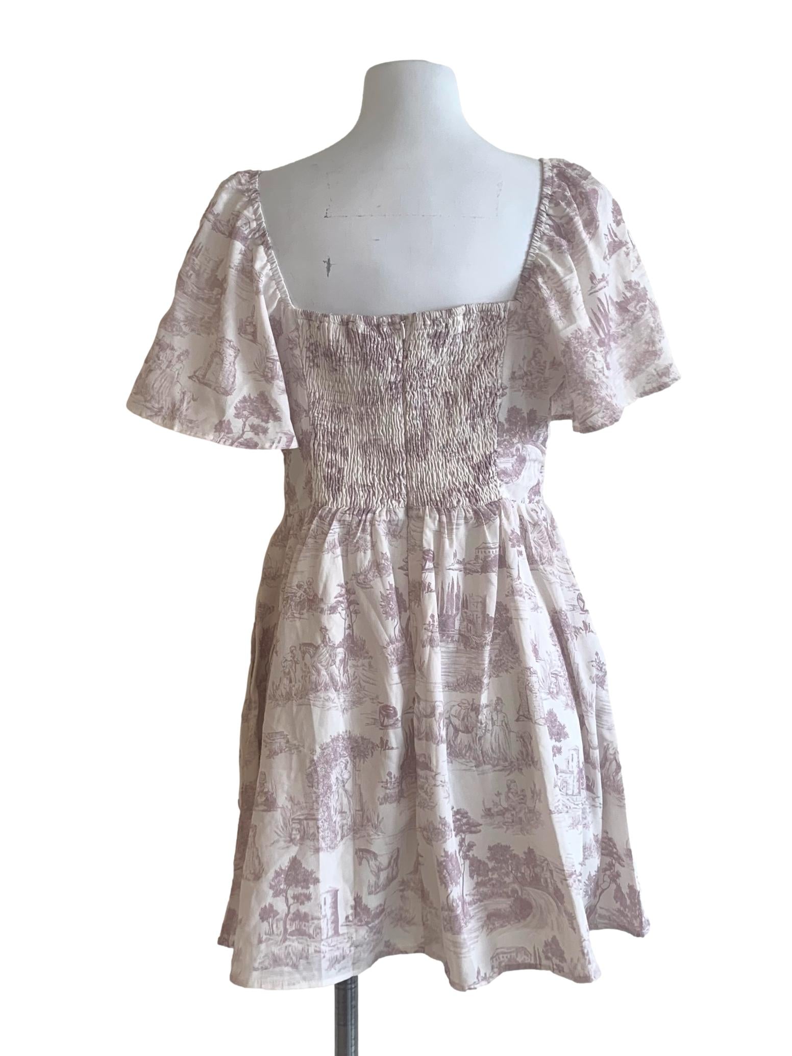 Chiffon White Floral Pattern Dress