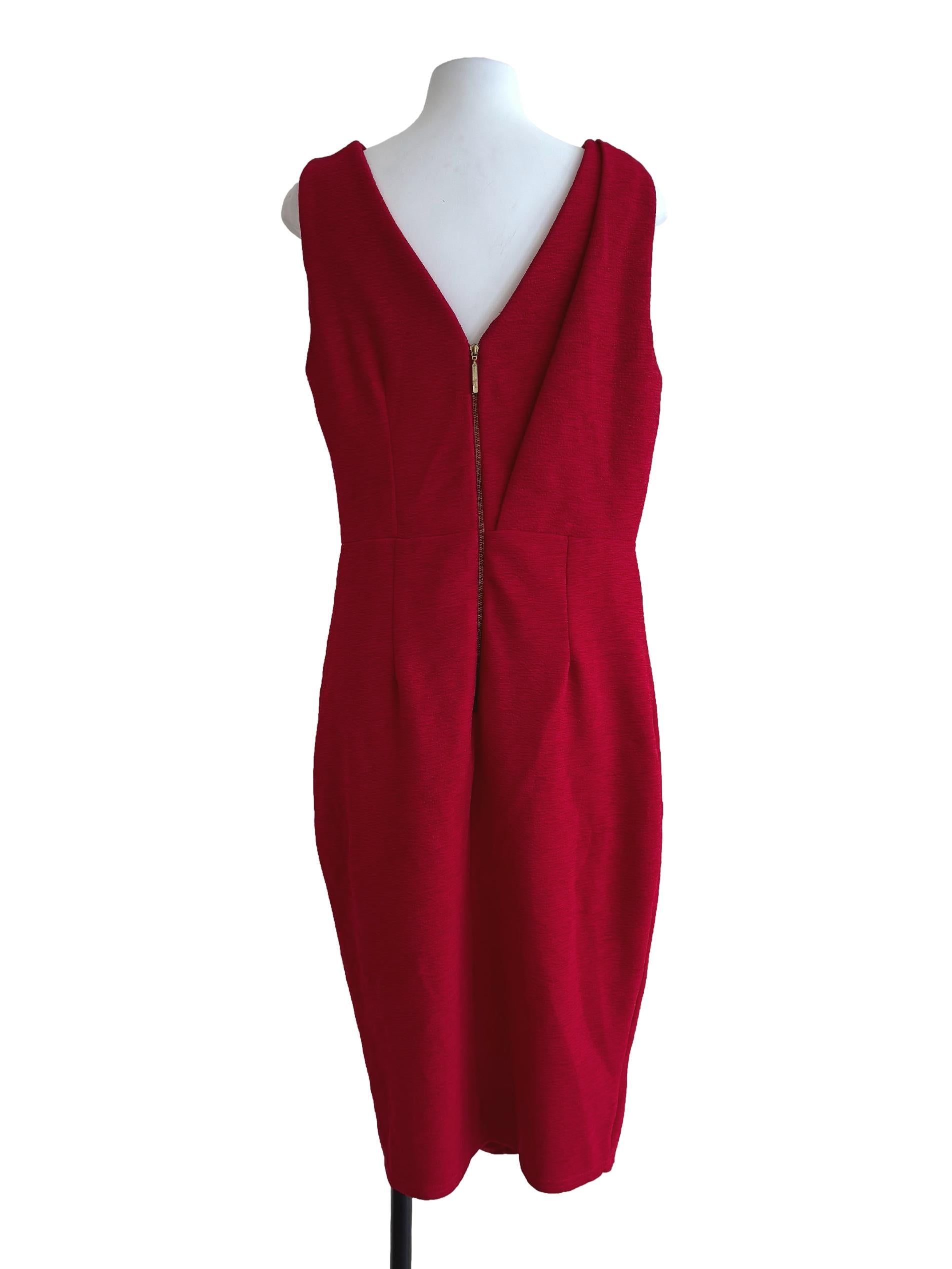Crimson Red Sleeveless Pencil Dress