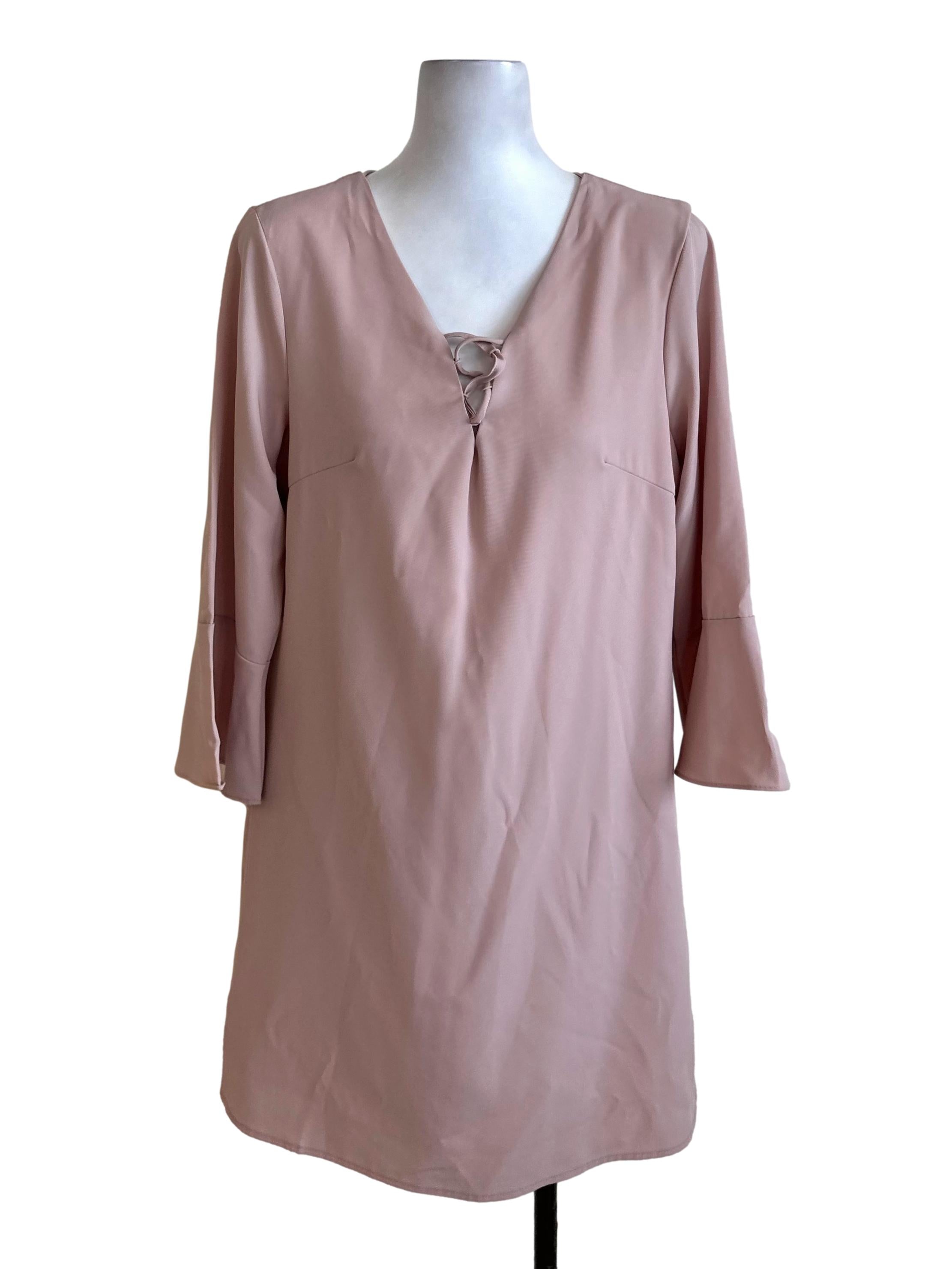Dusty Pink V Neck Dress
