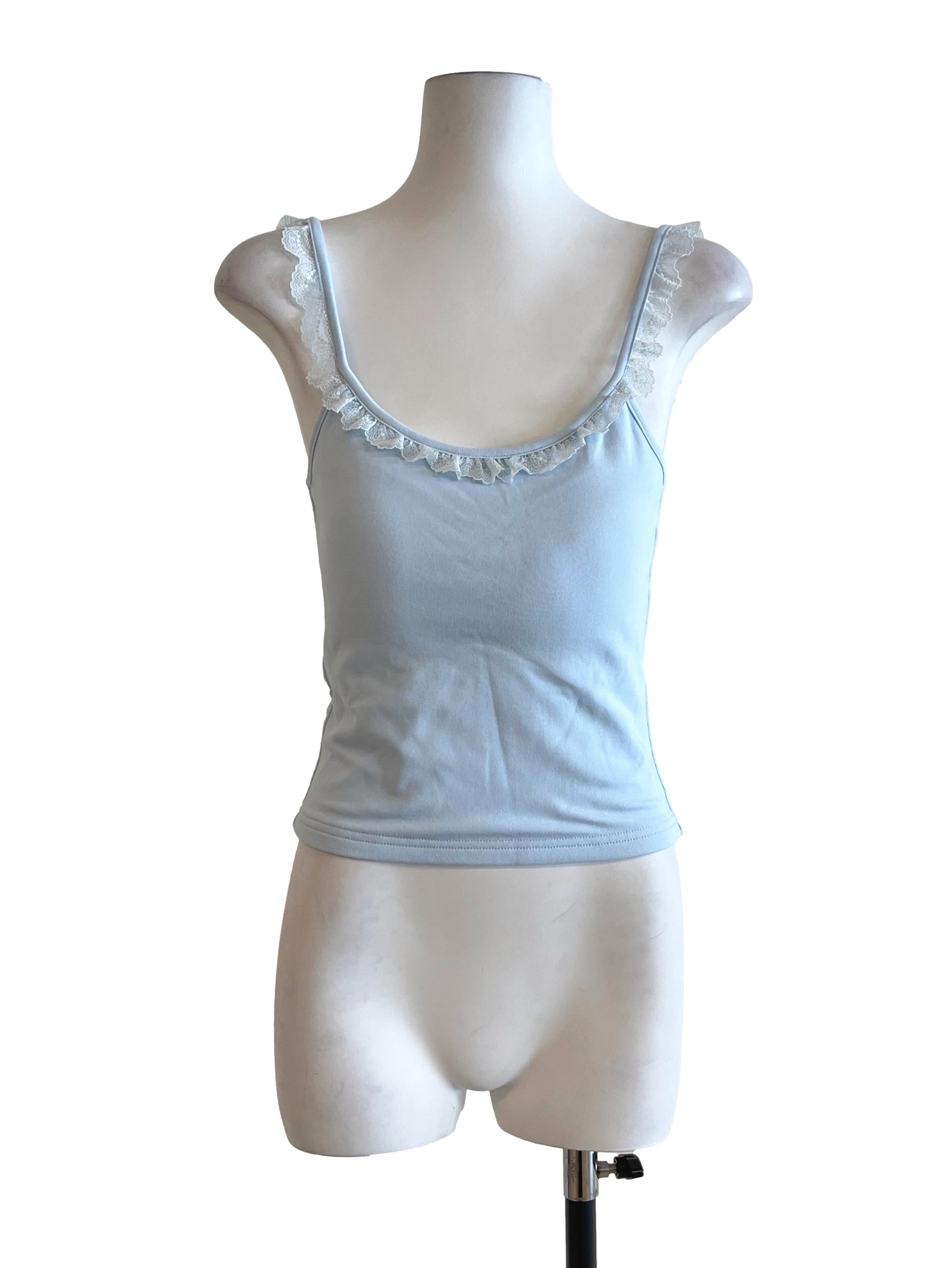 Sky Blue Scoop Sleeveless Top