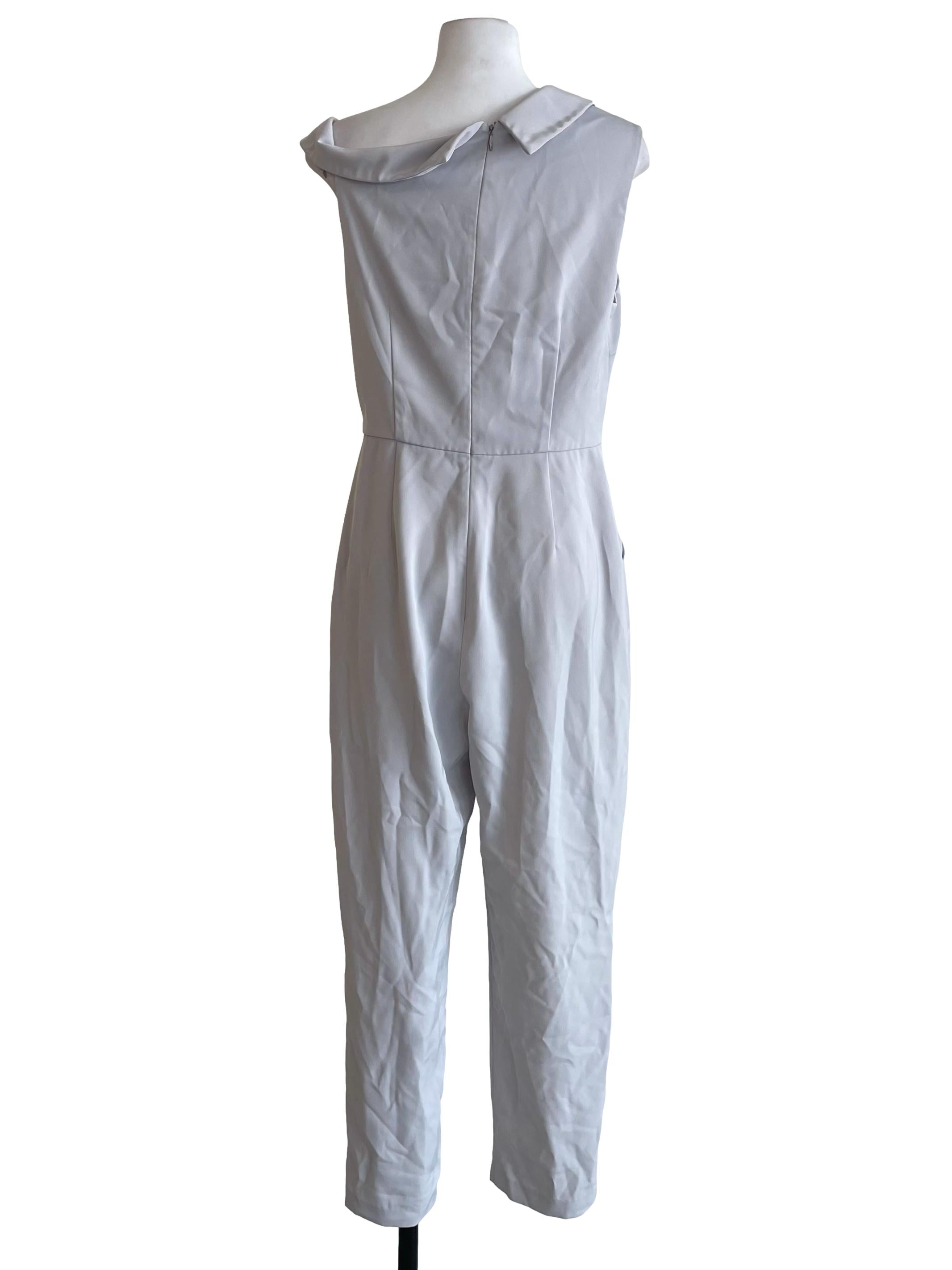 Frost White Sleeveless Suit Jumpsuit