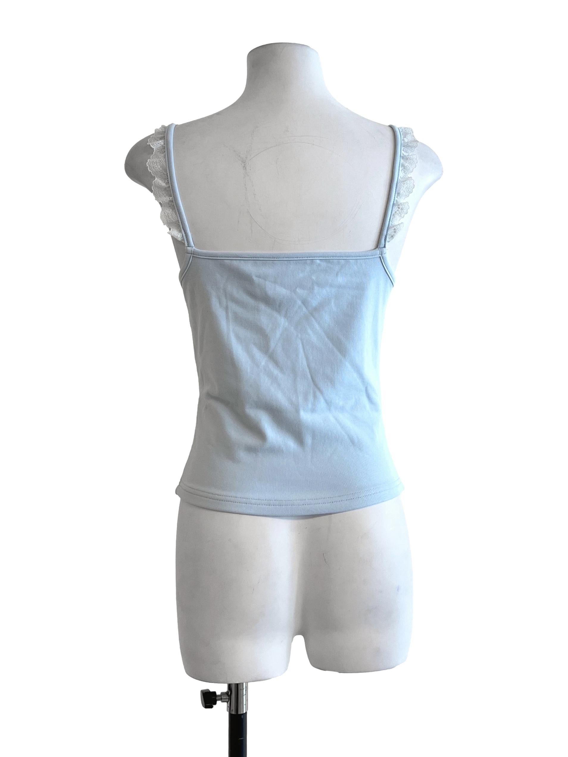 Sky Blue Scoop Sleeveless Top