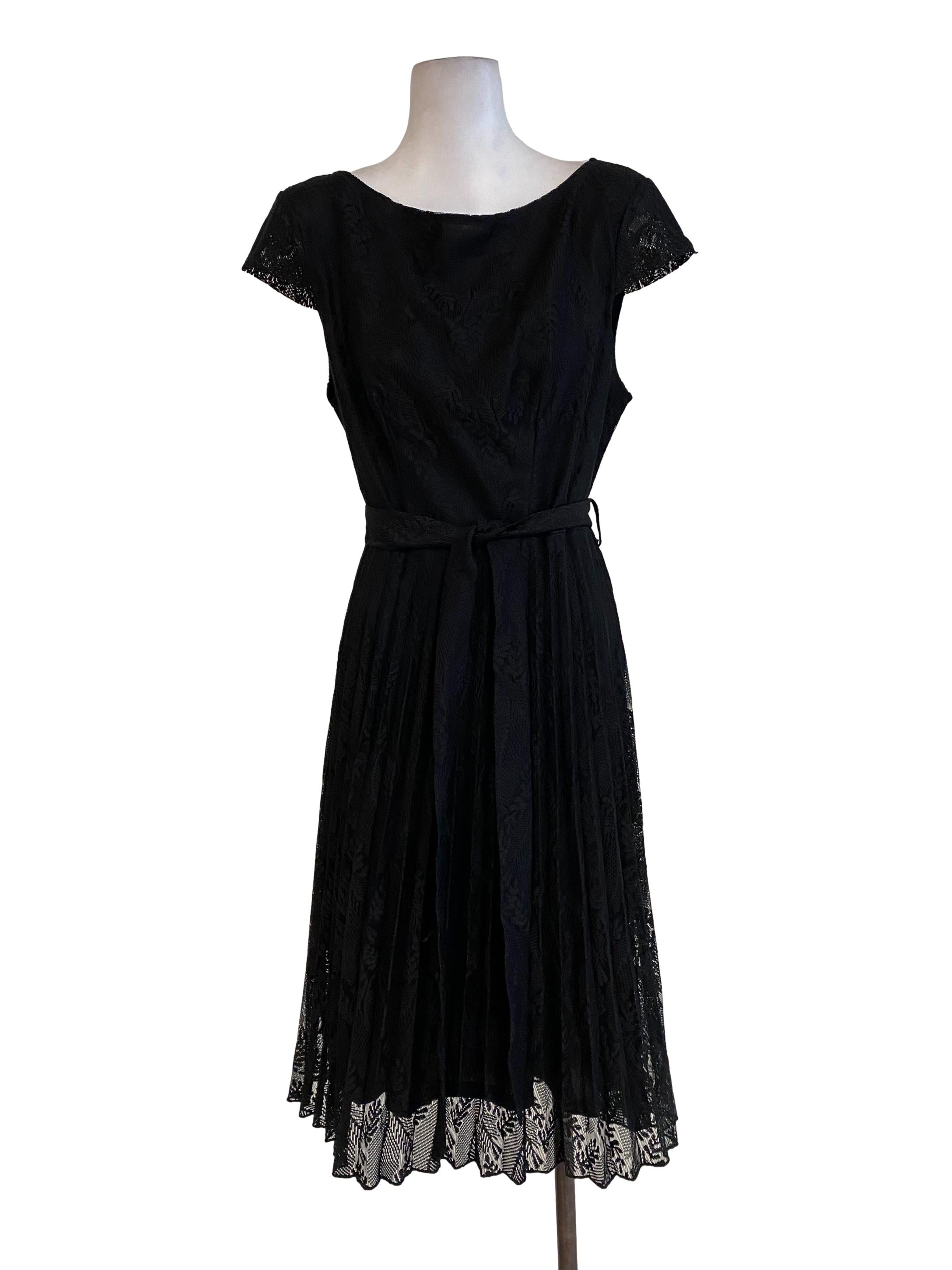 Black Floral Laced Blouson Dress