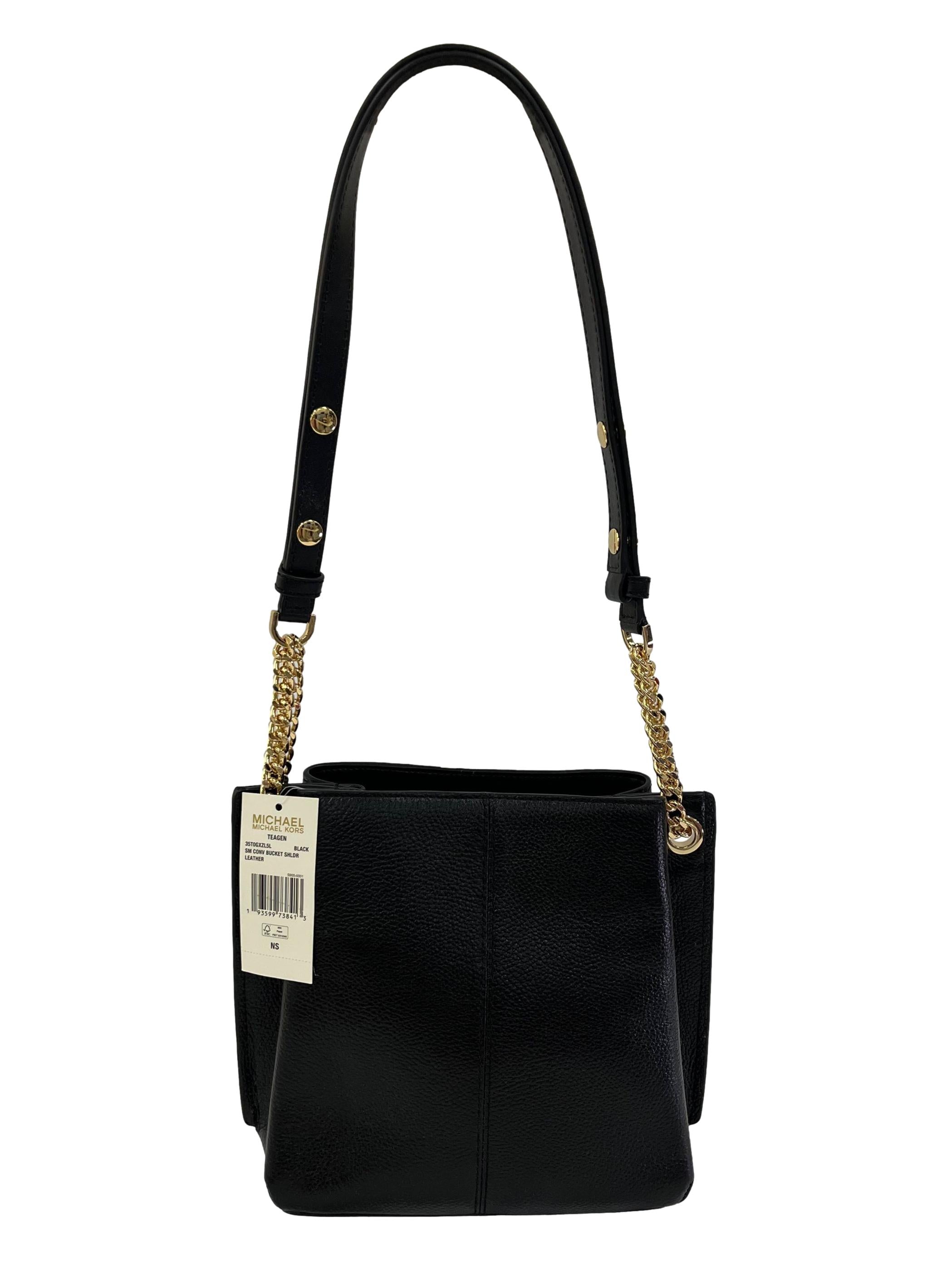 Black Leather Teagan Convertible Bucket Bag CSN