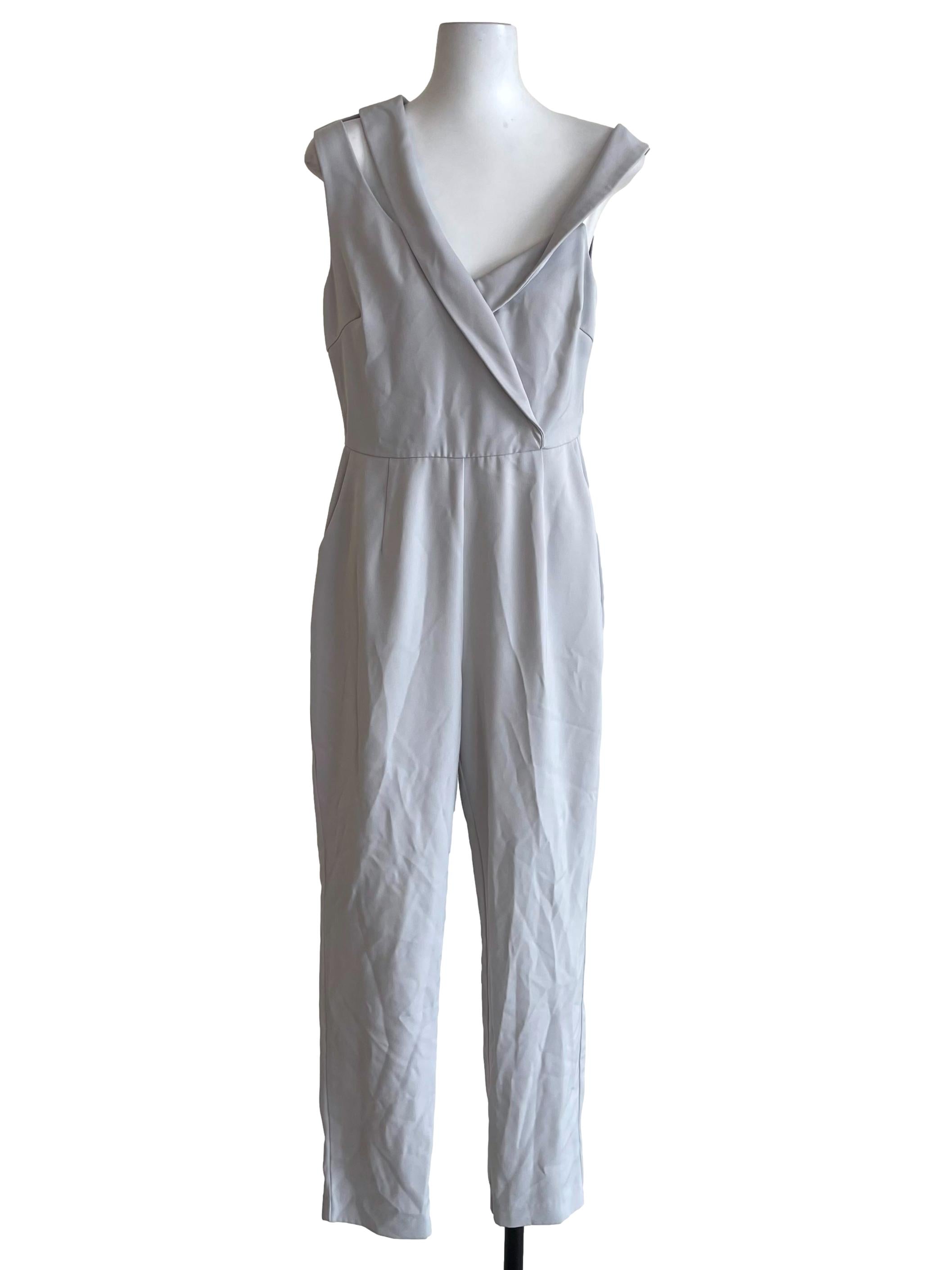 Frost White Sleeveless Suit Jumpsuit