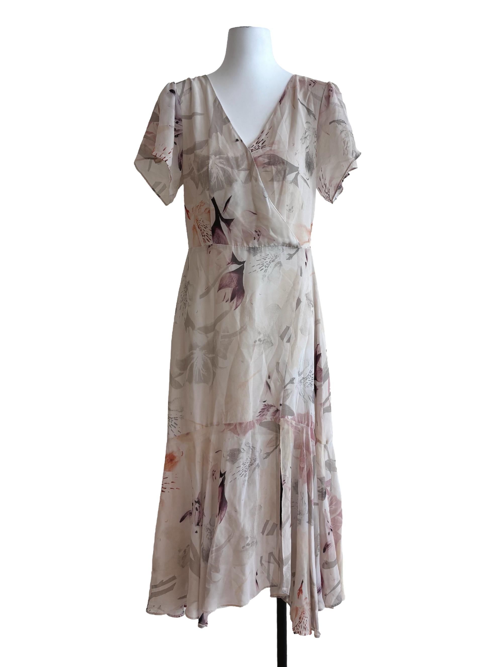 Sand White Printed Flowy Dress