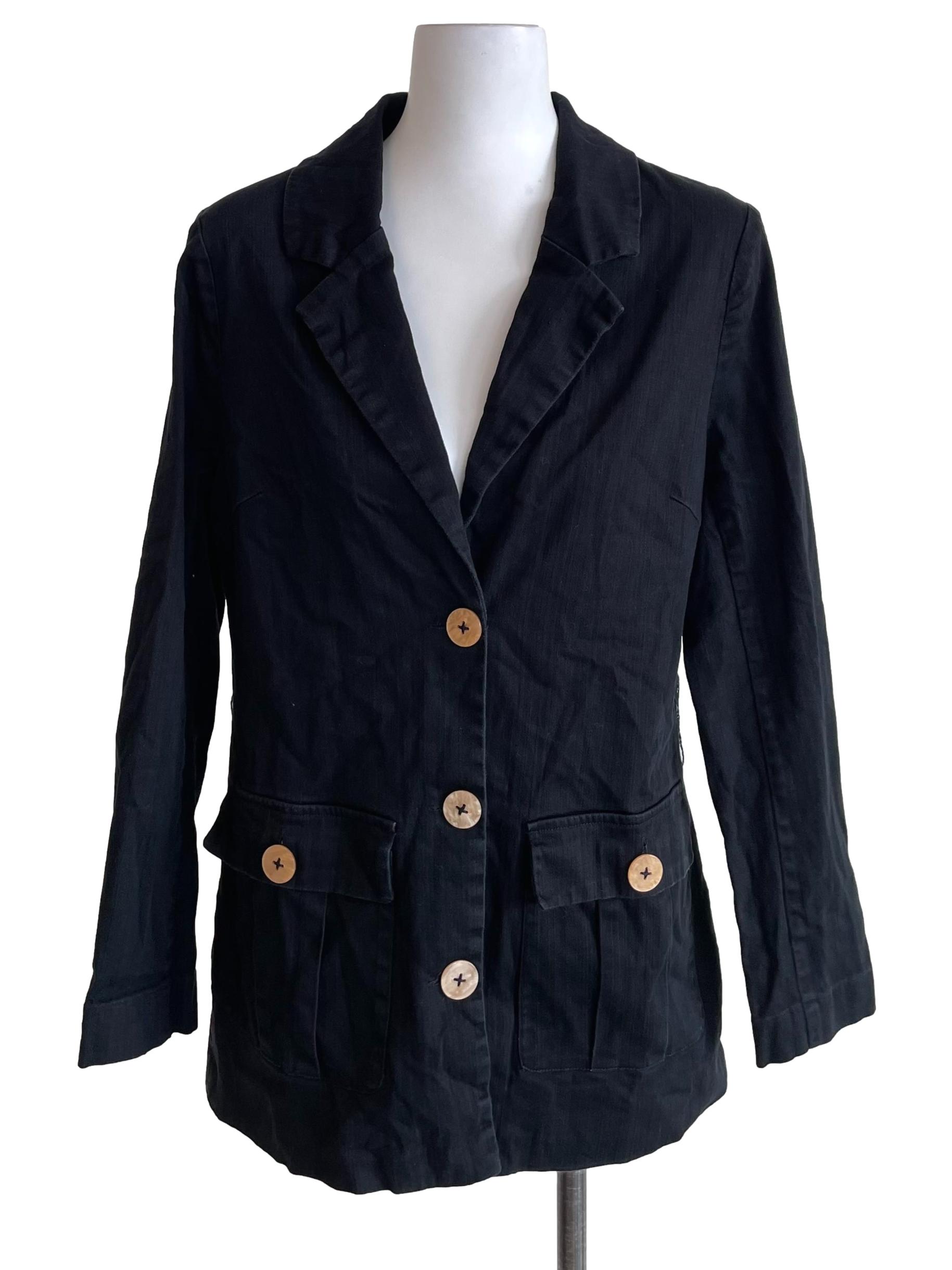 Coal Black Patch Pockets Blazer